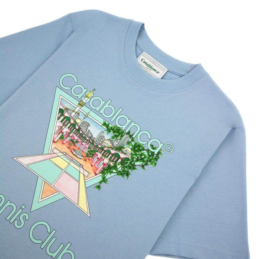 Casablanca Blue Cotton T-Shirt - Hilstor