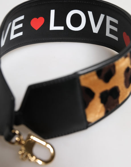 Dolce &amp; Gabbana Sort Leopardprint Vendbar Taske Skulderrem