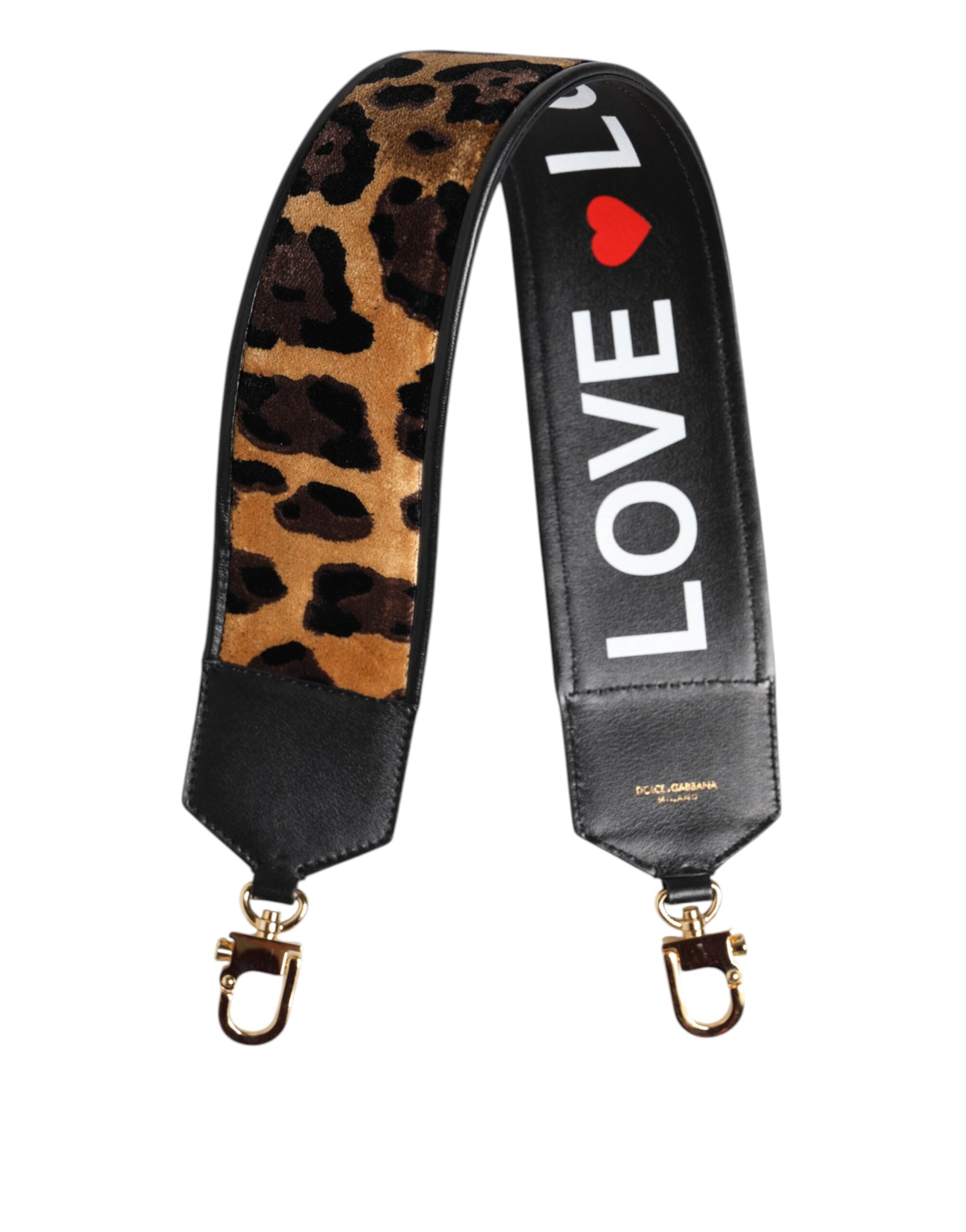 Dolce &amp; Gabbana Sort Leopardprint Vendbar Taske Skulderrem