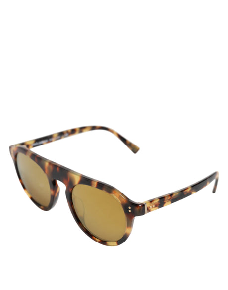Dolce &amp; Gabbana Runde Brune Acetat Solbriller med Leopardprint