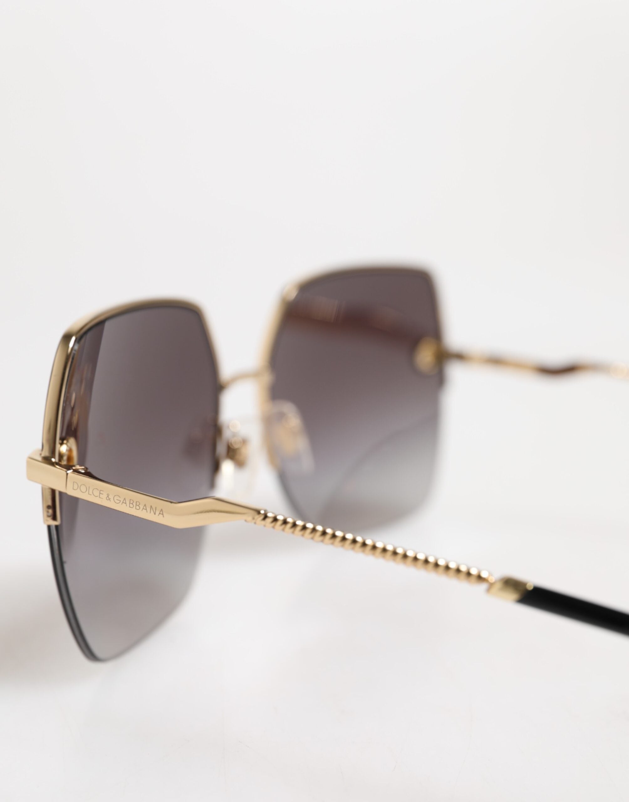 Dolce & Gabbana DG2267 Black Gold Metal Full Rim Square Sunglasses
