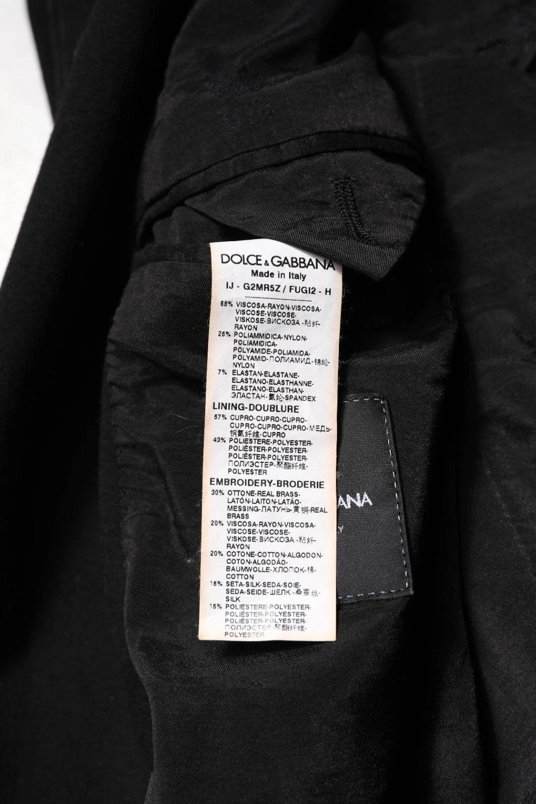 Dolce & Gabbana Black Viscose DG Crown Blazer Coat Jacket - Hilstor