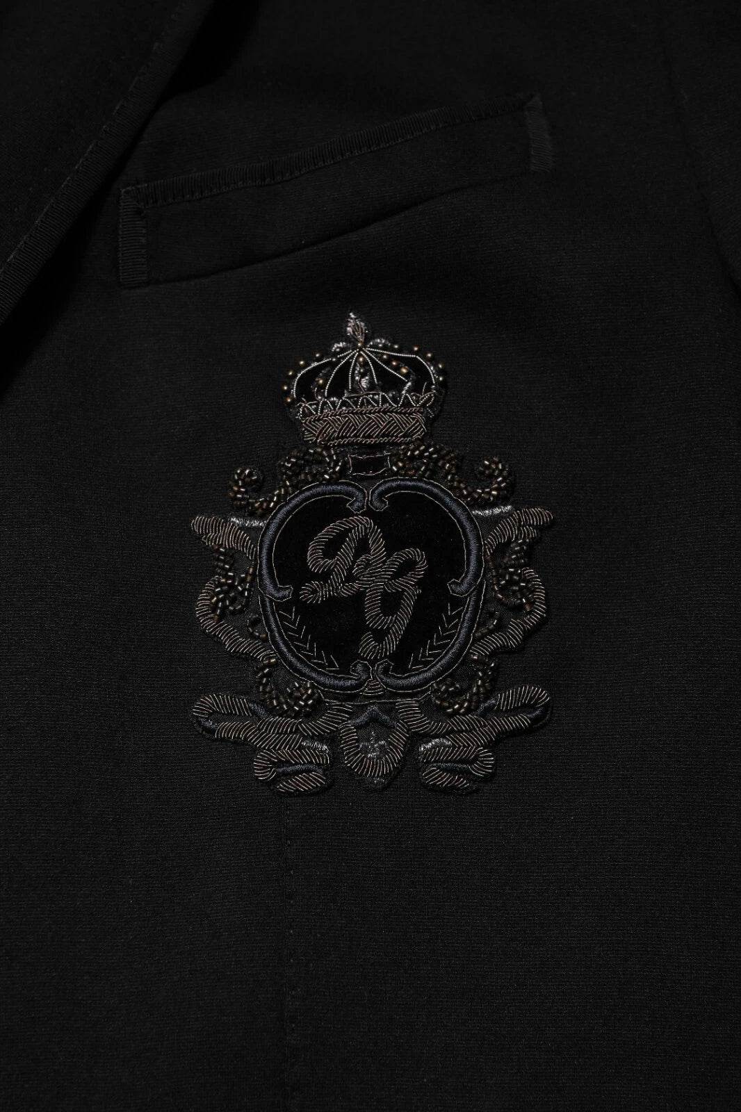 Dolce & Gabbana Black Viscose DG Crown Blazer Coat Jacket - Hilstor