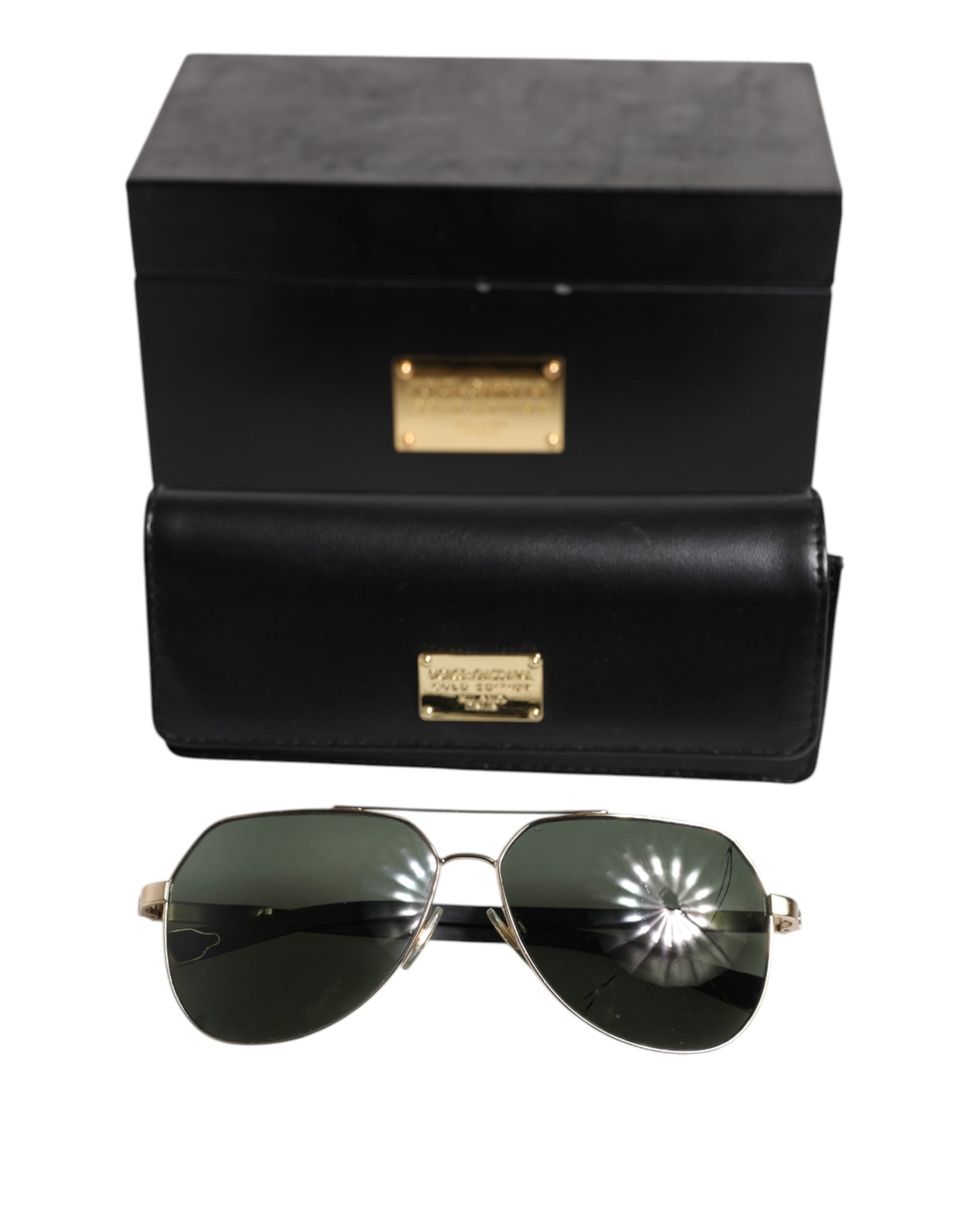 Dolce &amp; Gabbana Sorte 18 karat forgyldte polariserede stål DG2133K solbriller