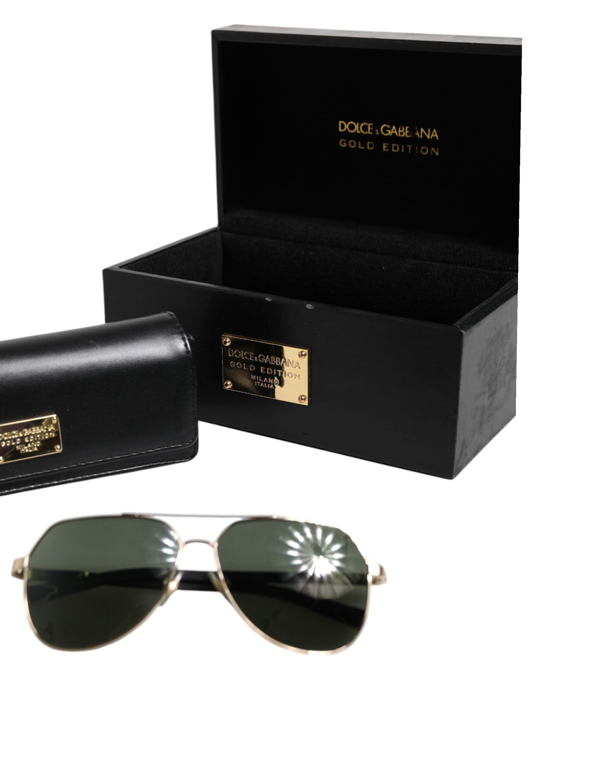 Dolce &amp; Gabbana Sorte 18 karat forgyldte polariserede stål DG2133K solbriller
