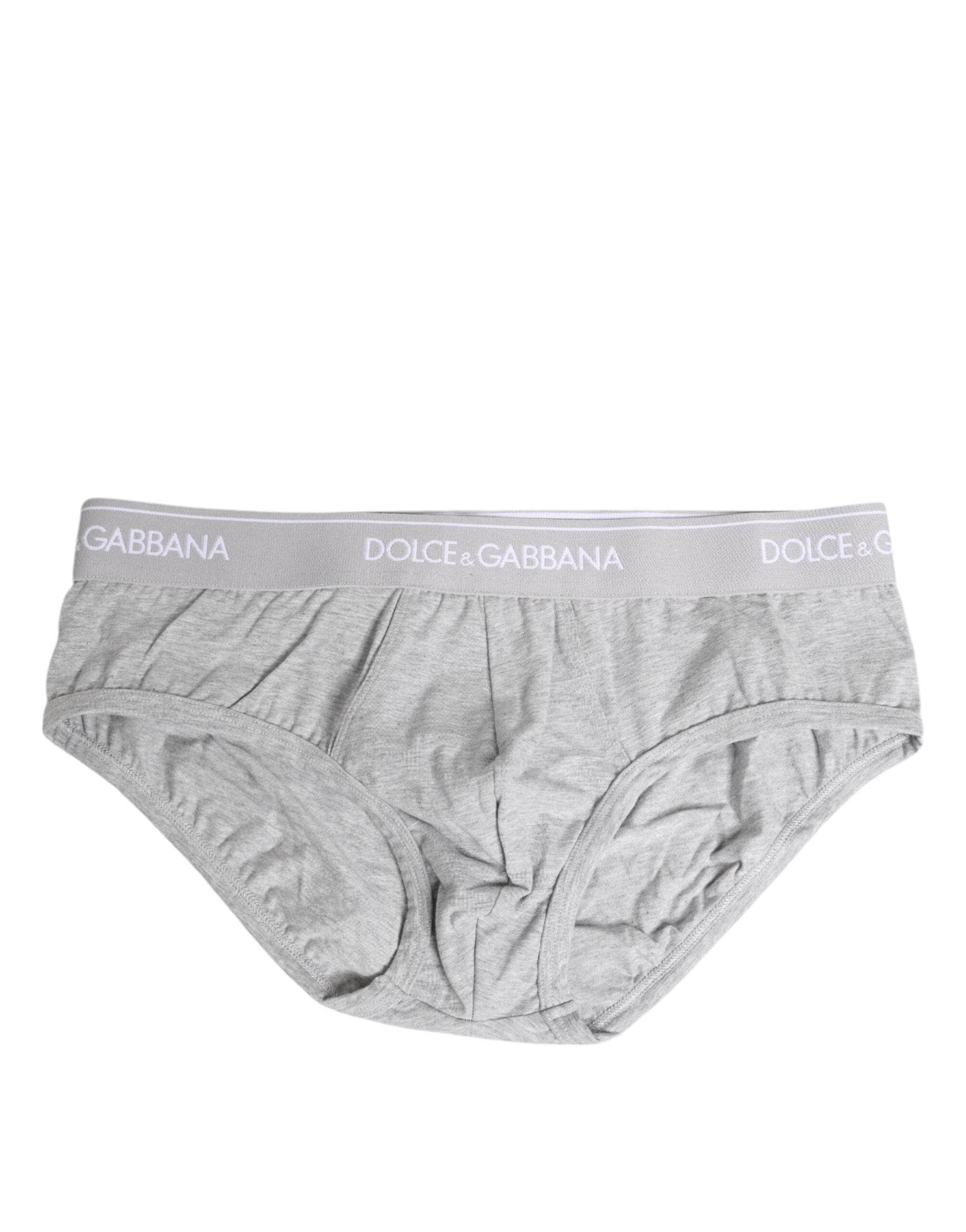 Dolce & Gabbana Gray Cotton Stretch Regular Brief Underwear - Hilstor