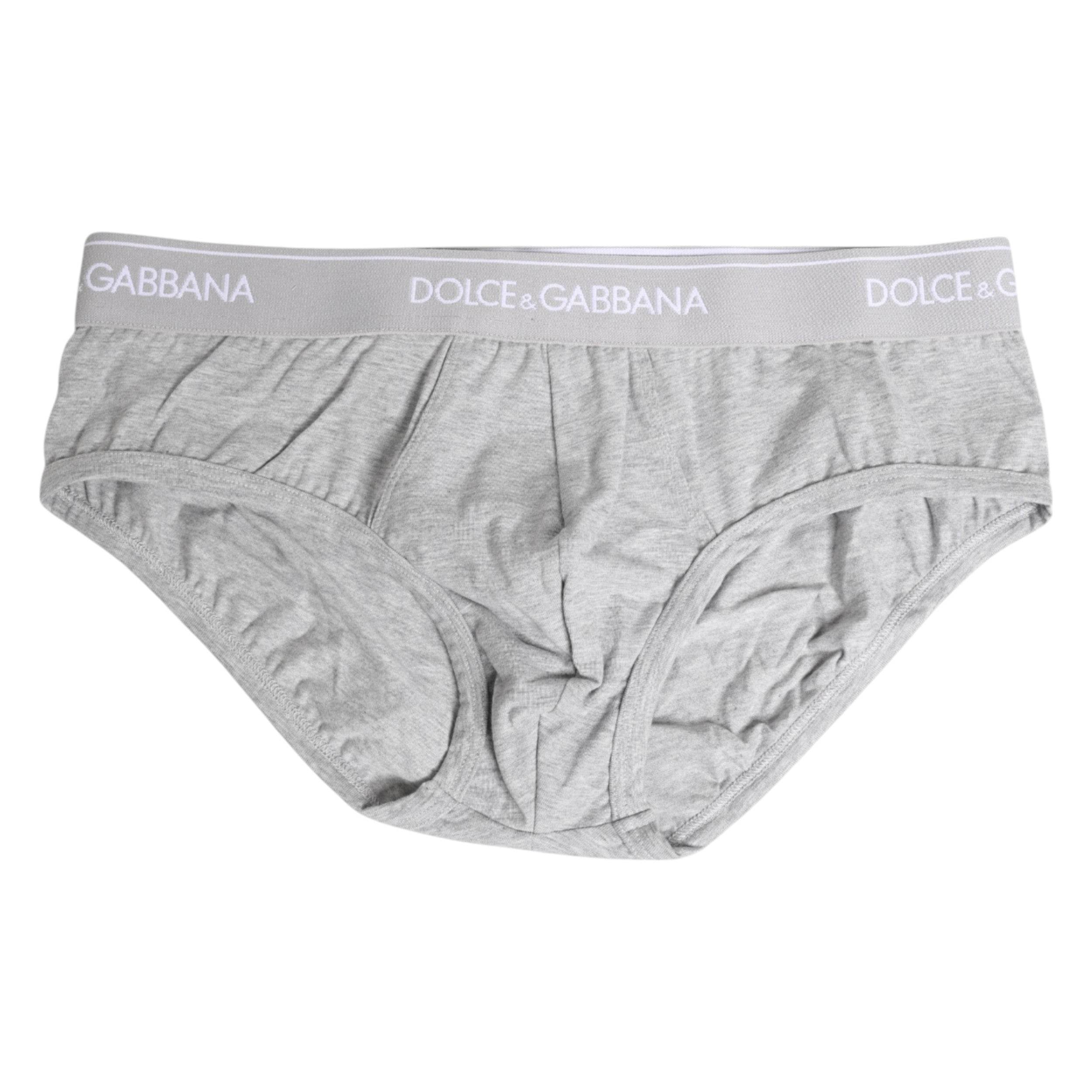 Dolce & Gabbana Gray Cotton Stretch Regular Brief Underwear - Hilstor