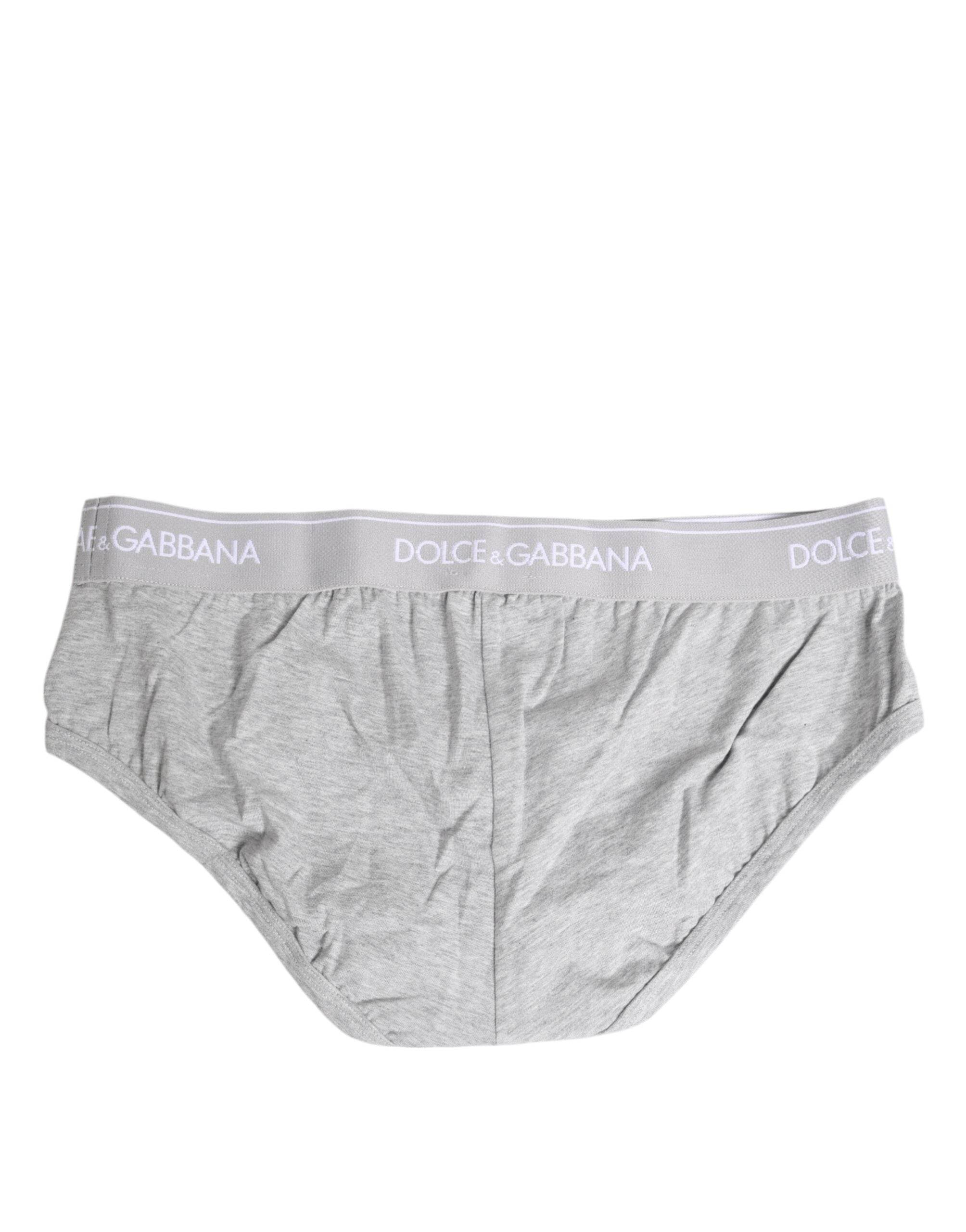 Dolce & Gabbana Gray Cotton Stretch Regular Brief Underwear - Hilstor