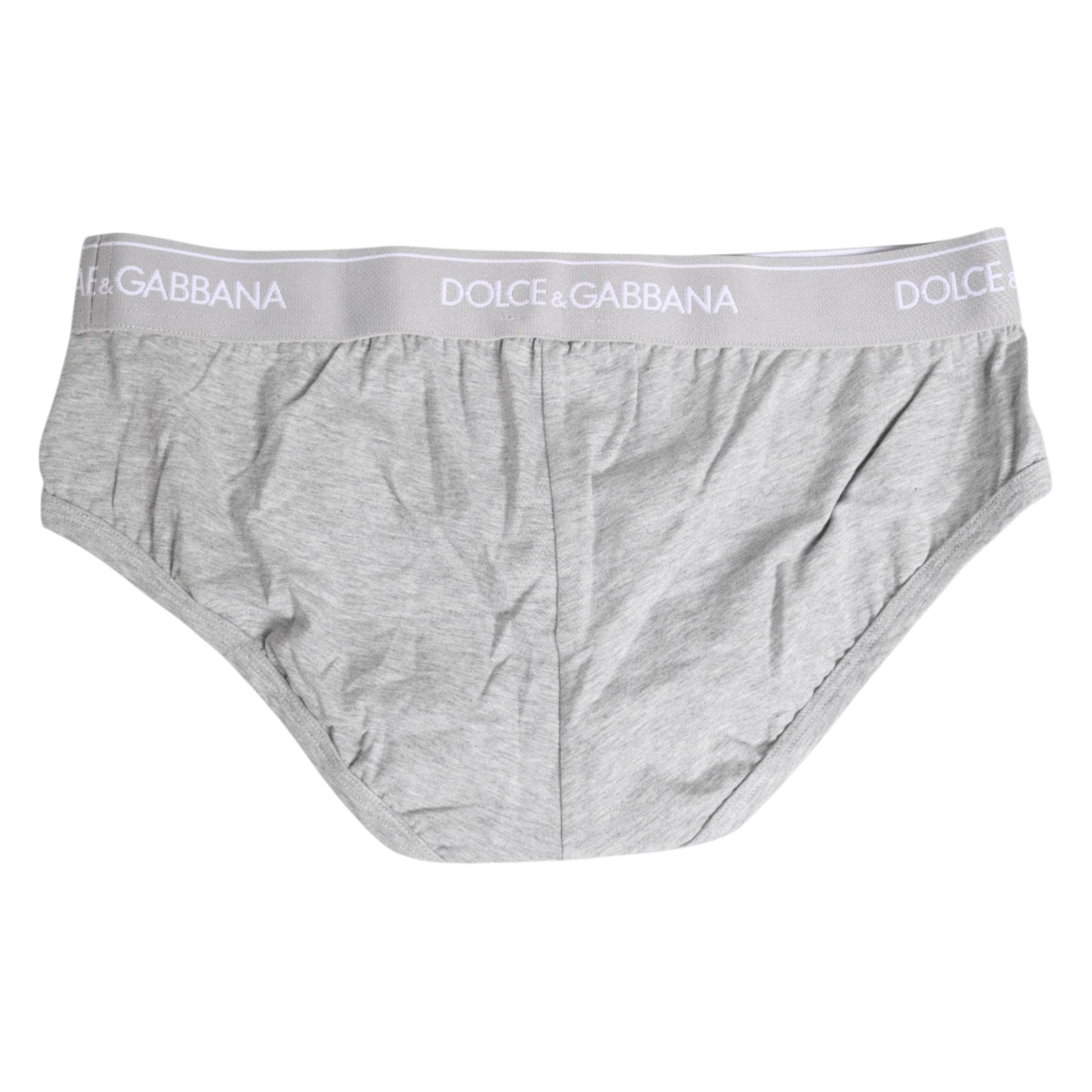 Dolce & Gabbana Gray Cotton Stretch Regular Brief Underwear - Hilstor