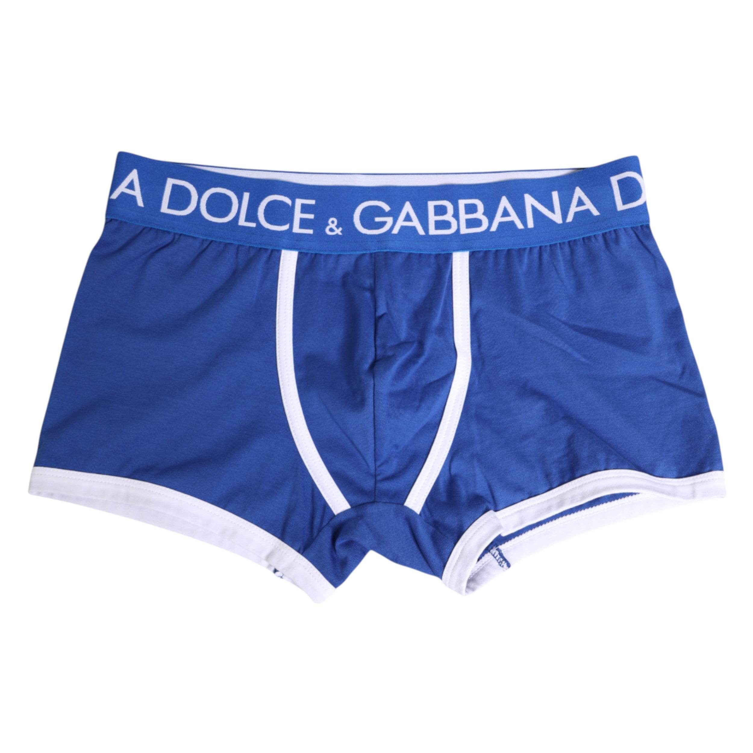 Dolce & Gabbana Blue Cotton Stretch Regular Boxer Underwear - Hilstor