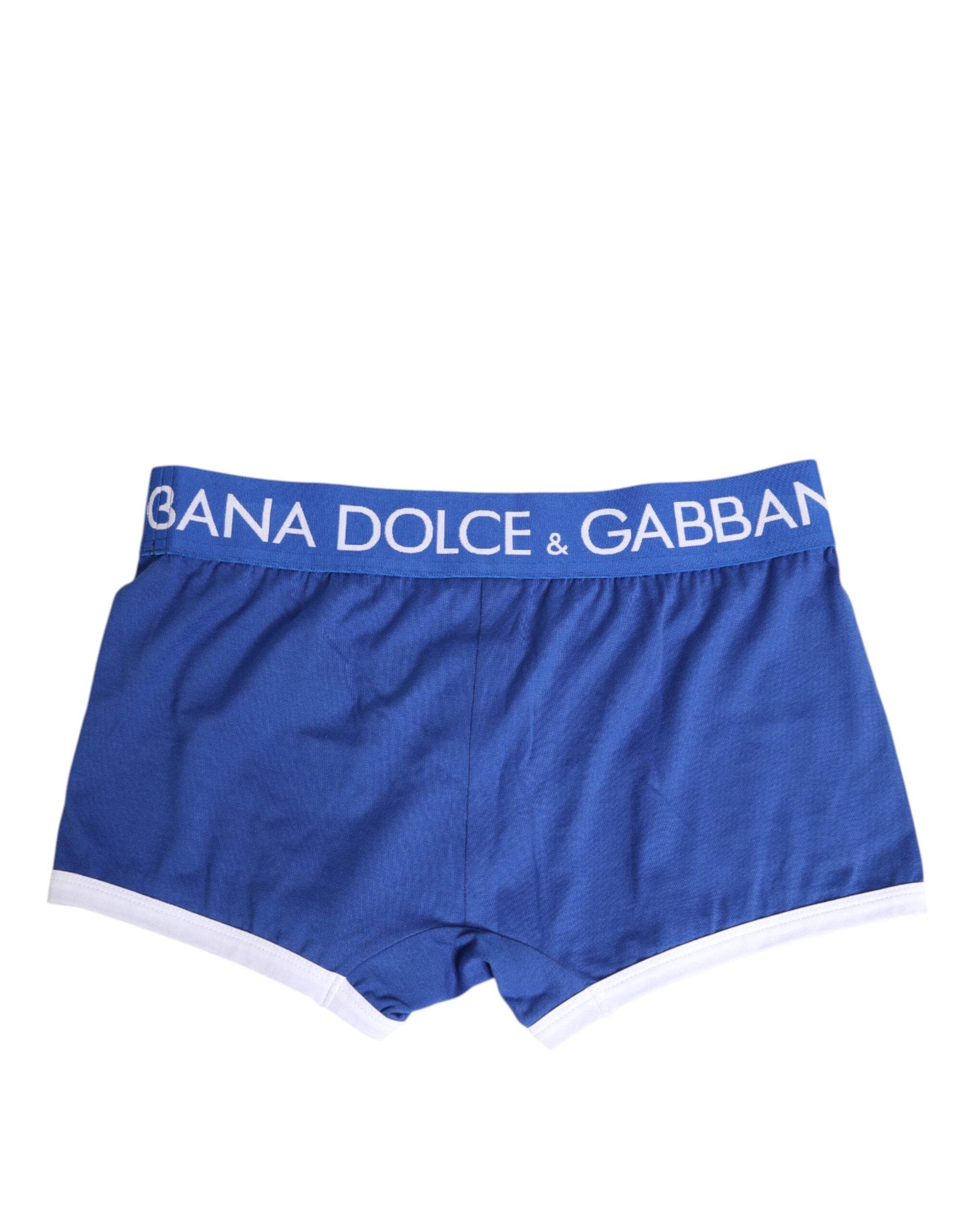 Dolce & Gabbana Blue Cotton Stretch Regular Boxer Underwear - Hilstor