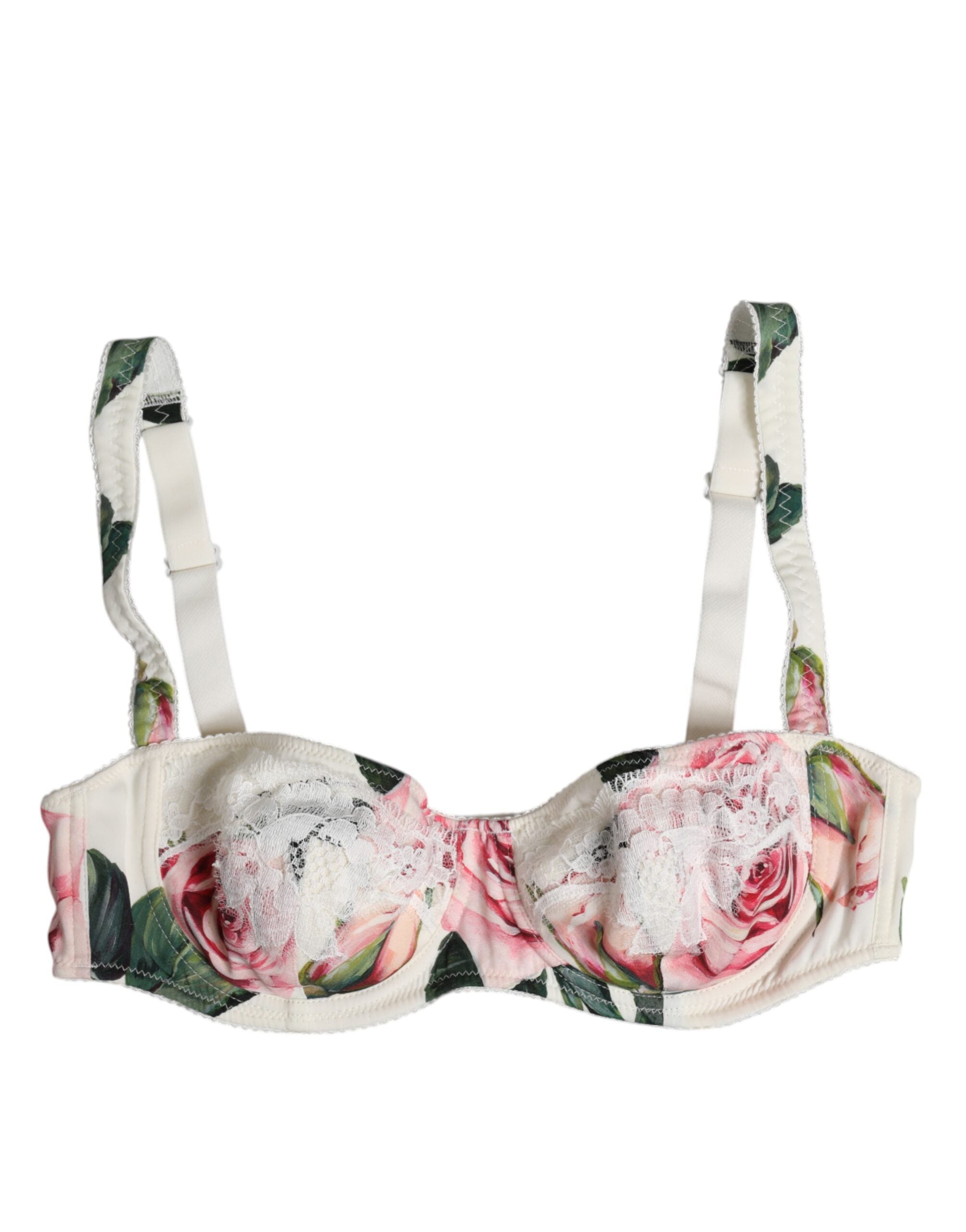 Dolce &amp; Gabbana Hvid Blomster Balconette Bøjle Bh Undertøj