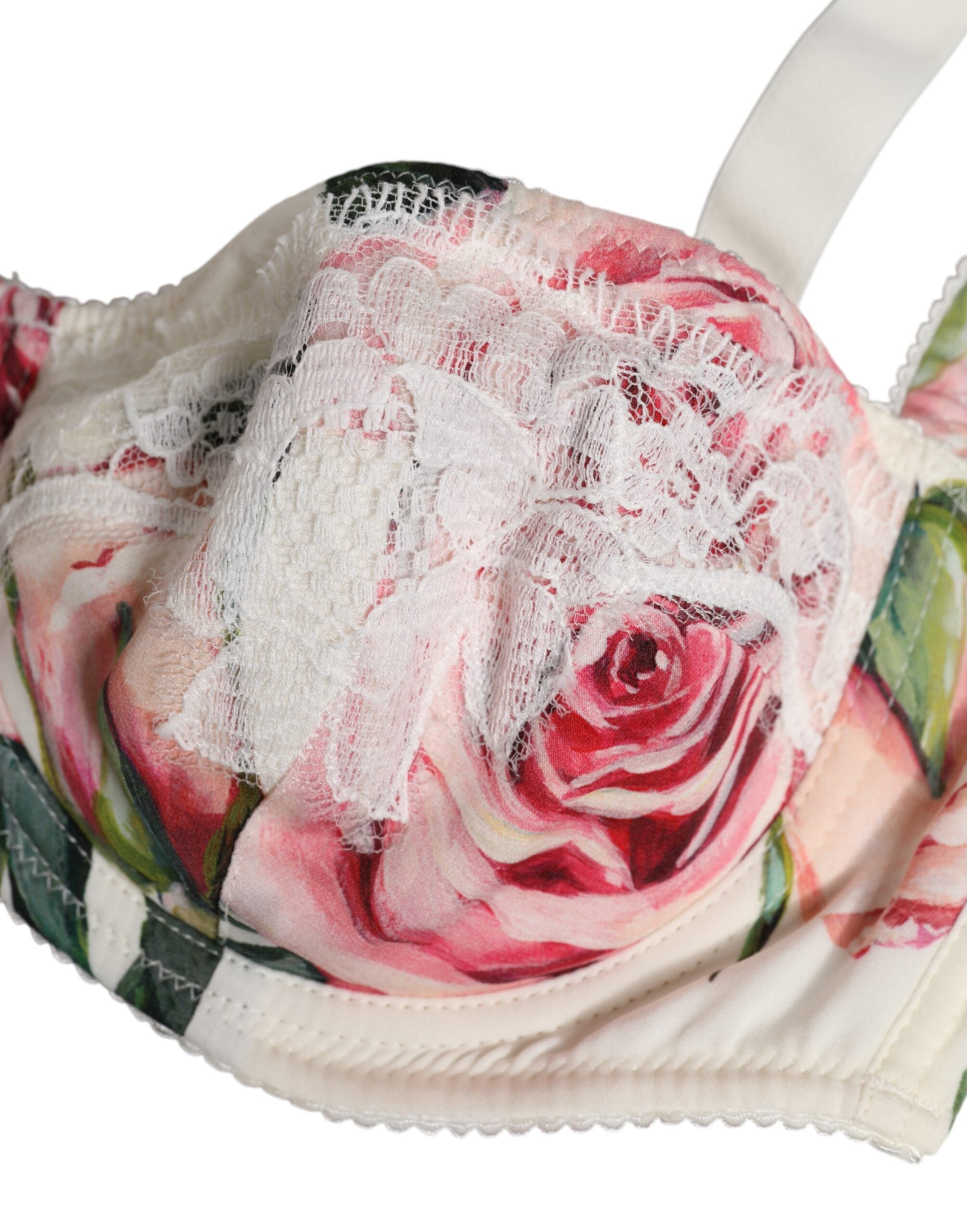 Dolce &amp; Gabbana Hvid Blomster Balconette Bøjle Bh Undertøj