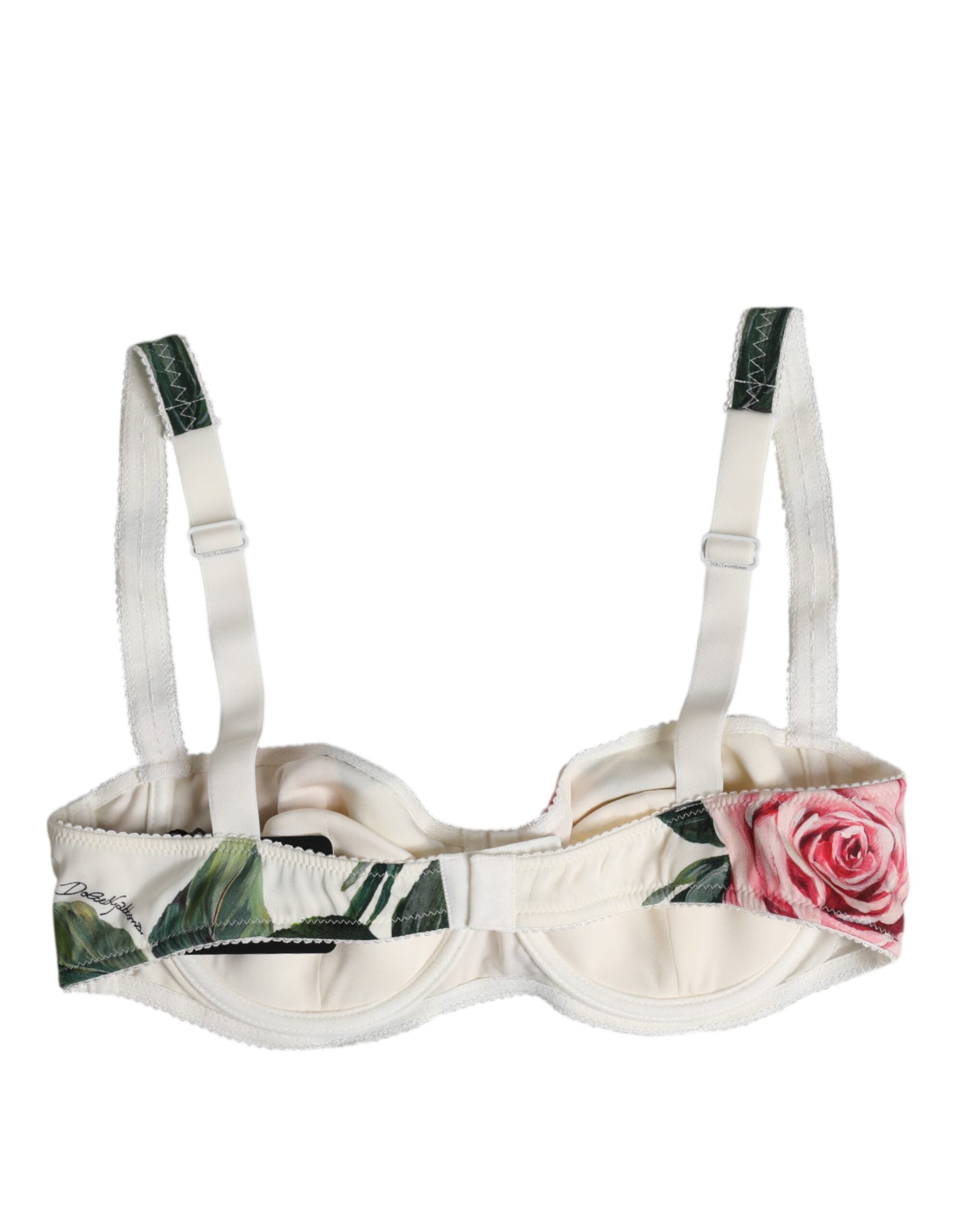 Dolce &amp; Gabbana Hvid Blomster Balconette Bøjle Bh Undertøj