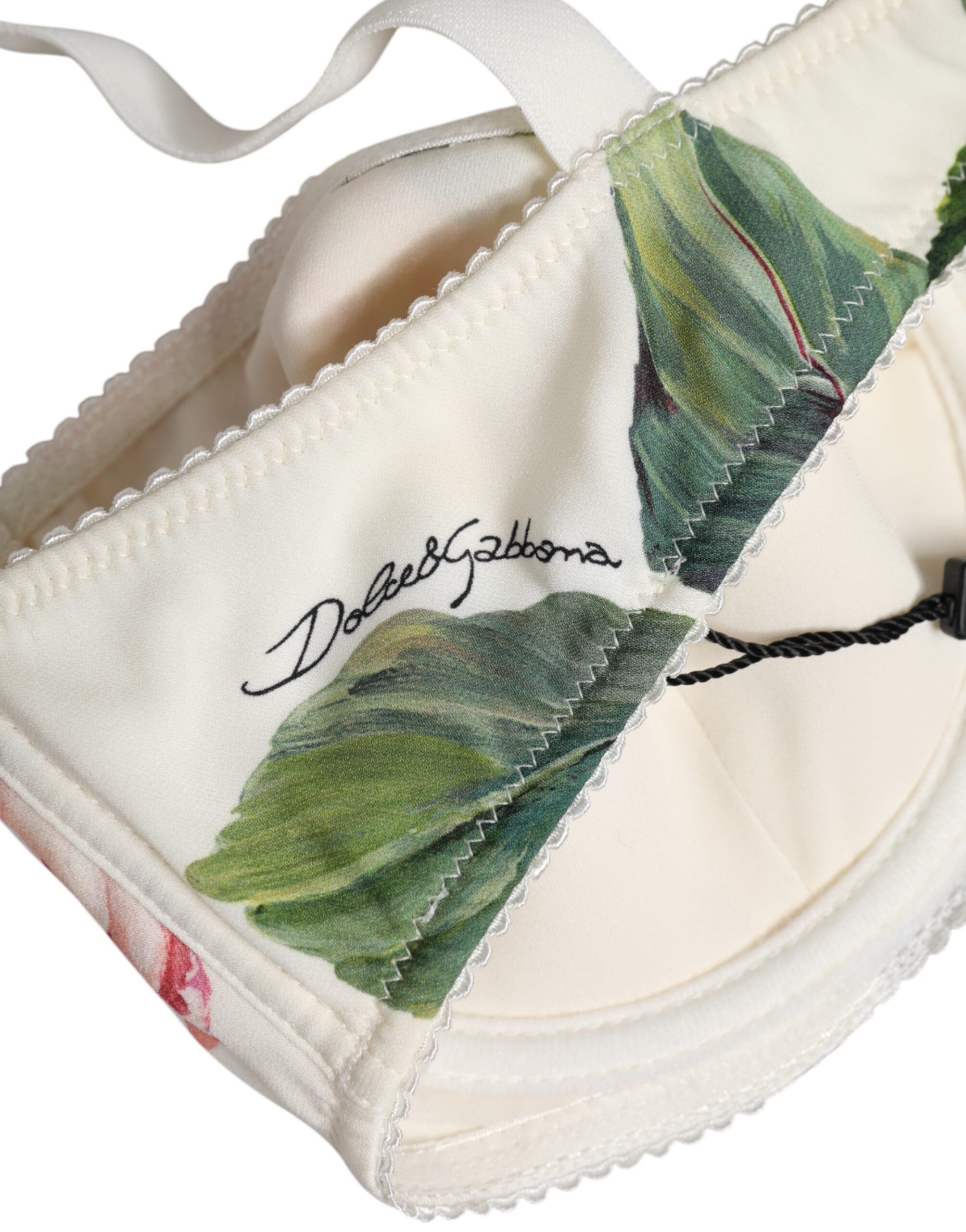 Dolce &amp; Gabbana Hvid Blomster Balconette Bøjle Bh Undertøj