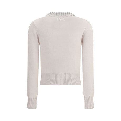 PINKO Rhinestone-decorated collar Sweater