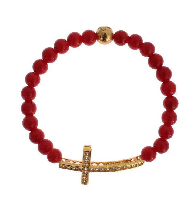 Nialaya Elegant Gold and Red Coral Beaded Bracelet - Hilstor