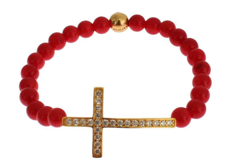 Nialaya Elegant Gold and Red Coral Beaded Bracelet - Hilstor