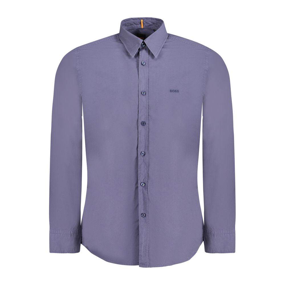 Hugo Boss Blue Cotton Men Shirt - Hilstor