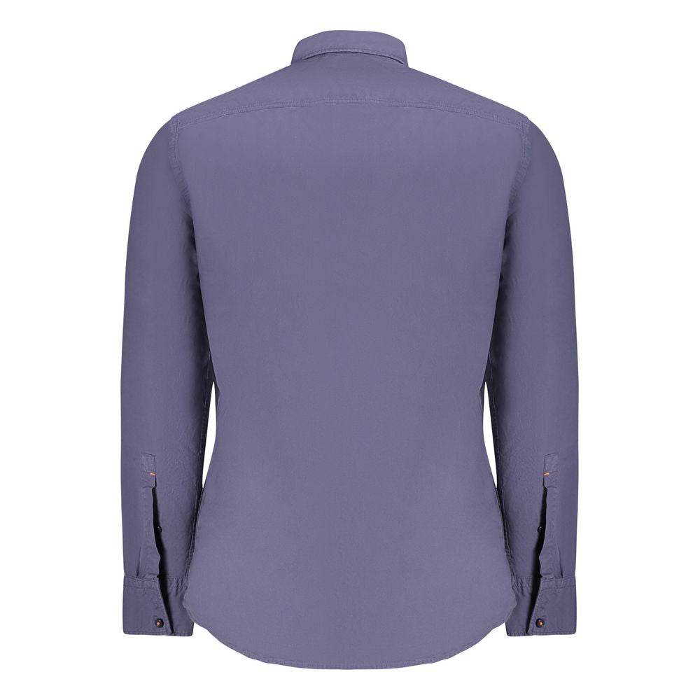 Hugo Boss Blue Cotton Men Shirt - Hilstor