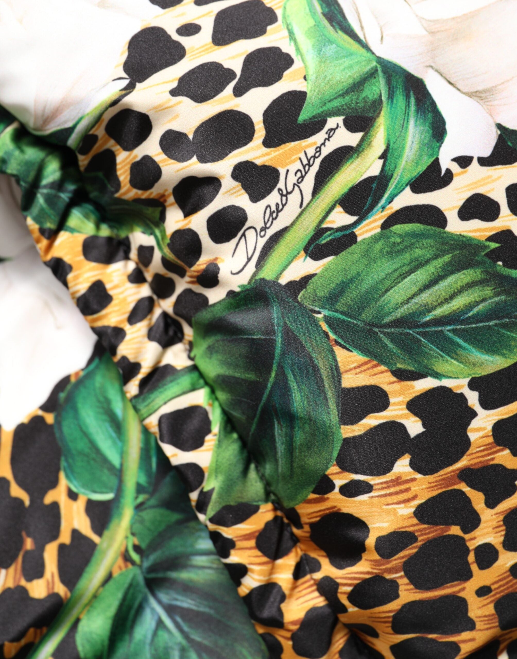 Dolce &amp; Gabbana Flerfarvet Leopard Rose Puffer Quiltet Jakke