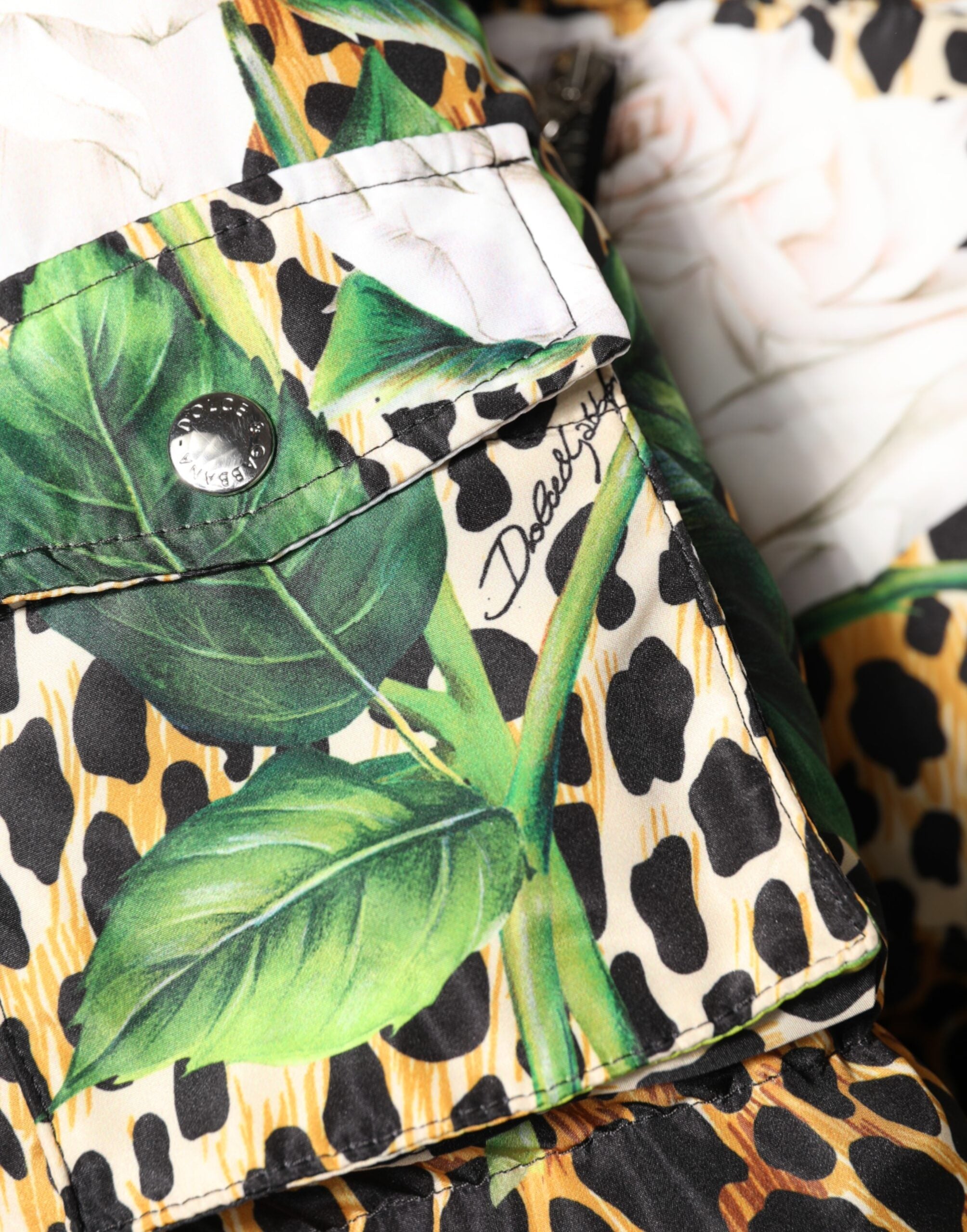 Dolce &amp; Gabbana Flerfarvet Leopard Rose Puffer Quiltet Jakke