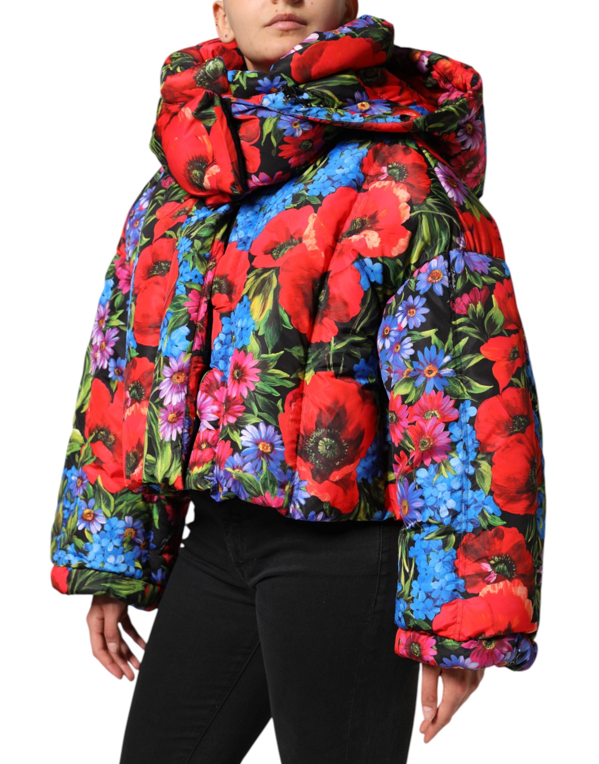 Dolce &amp; Gabbana Flerfarvet Blomsterprintet Hættetrøje med Pufferjakke