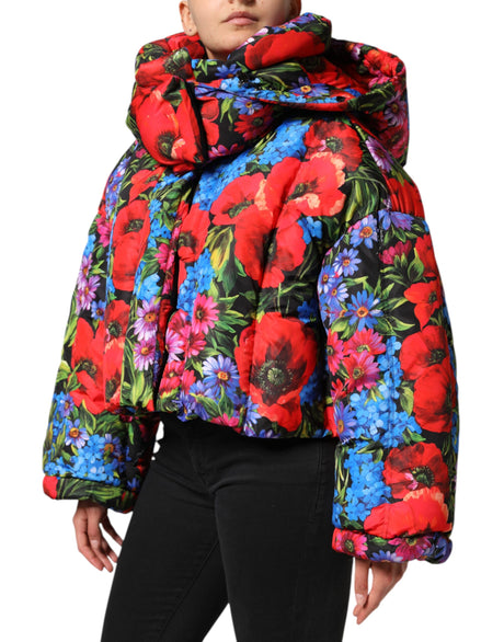Dolce &amp; Gabbana Flerfarvet Blomsterprintet Hættetrøje med Pufferjakke