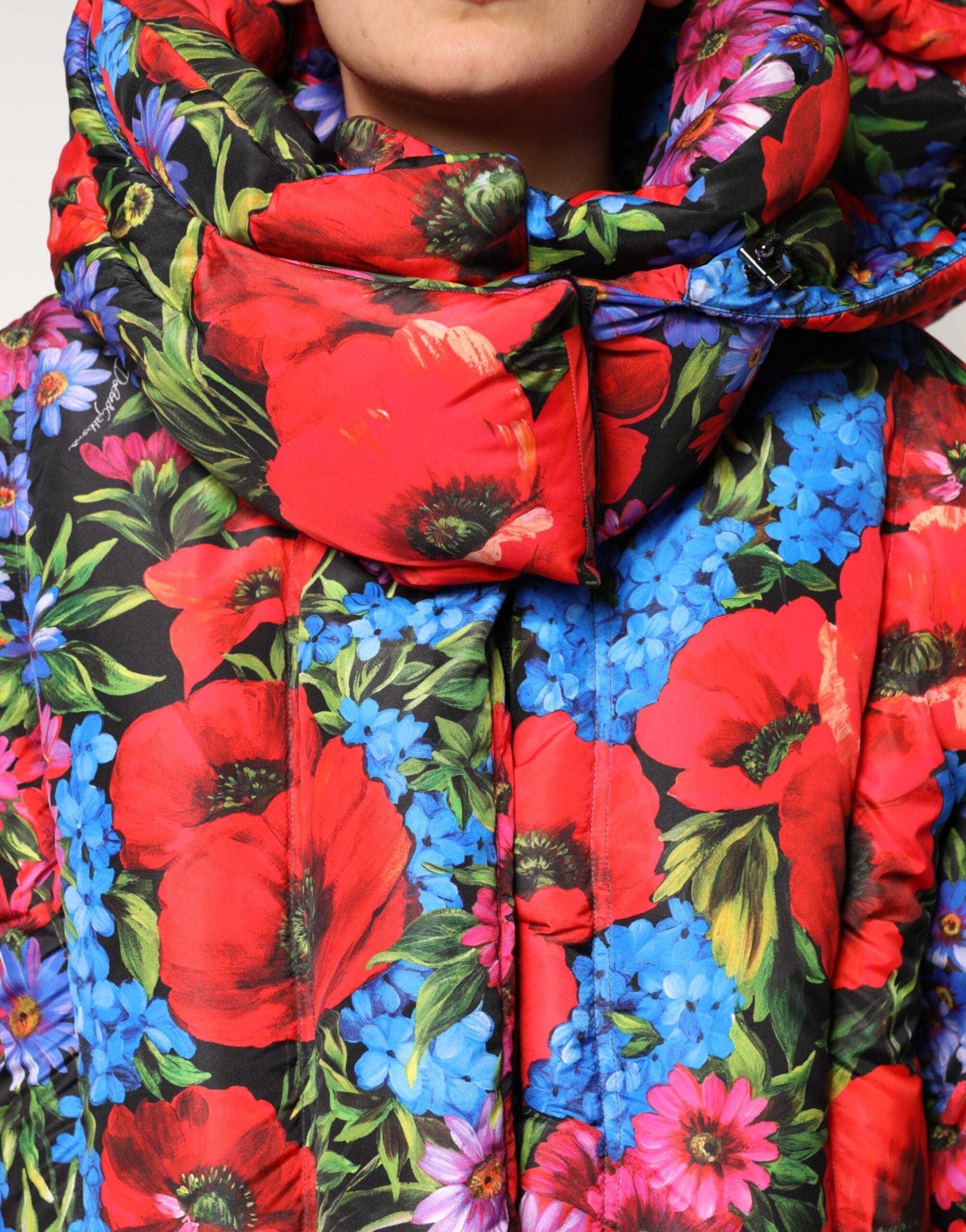Dolce &amp; Gabbana Flerfarvet Blomsterprintet Hættetrøje med Pufferjakke