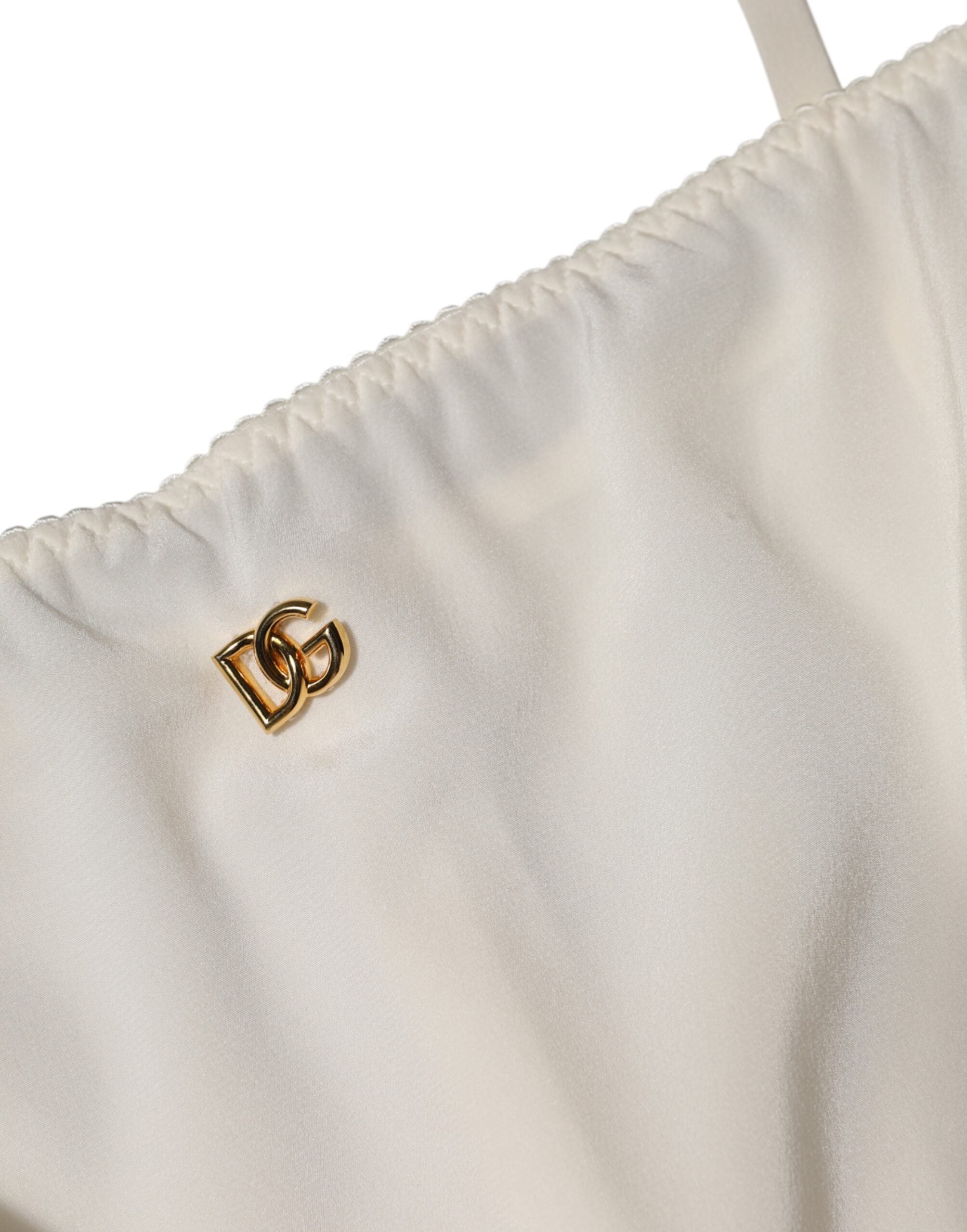Dolce &amp; Gabbana Hvid Full Slip Silkekjole med DG Logo og Nattøj