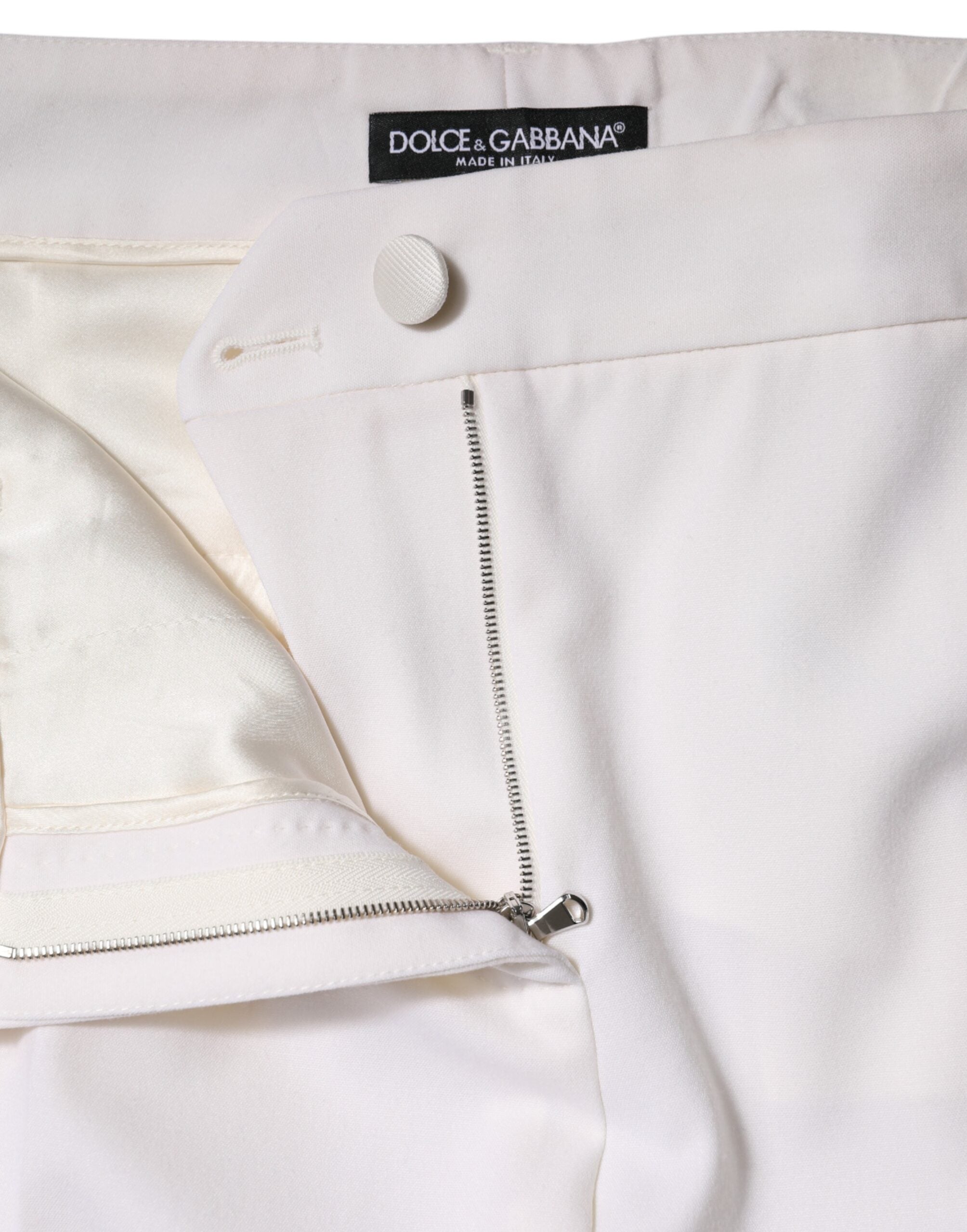 Dolce &amp; Gabbana Hvide Uldbukser Med Mellem Talje Og Koniskumme