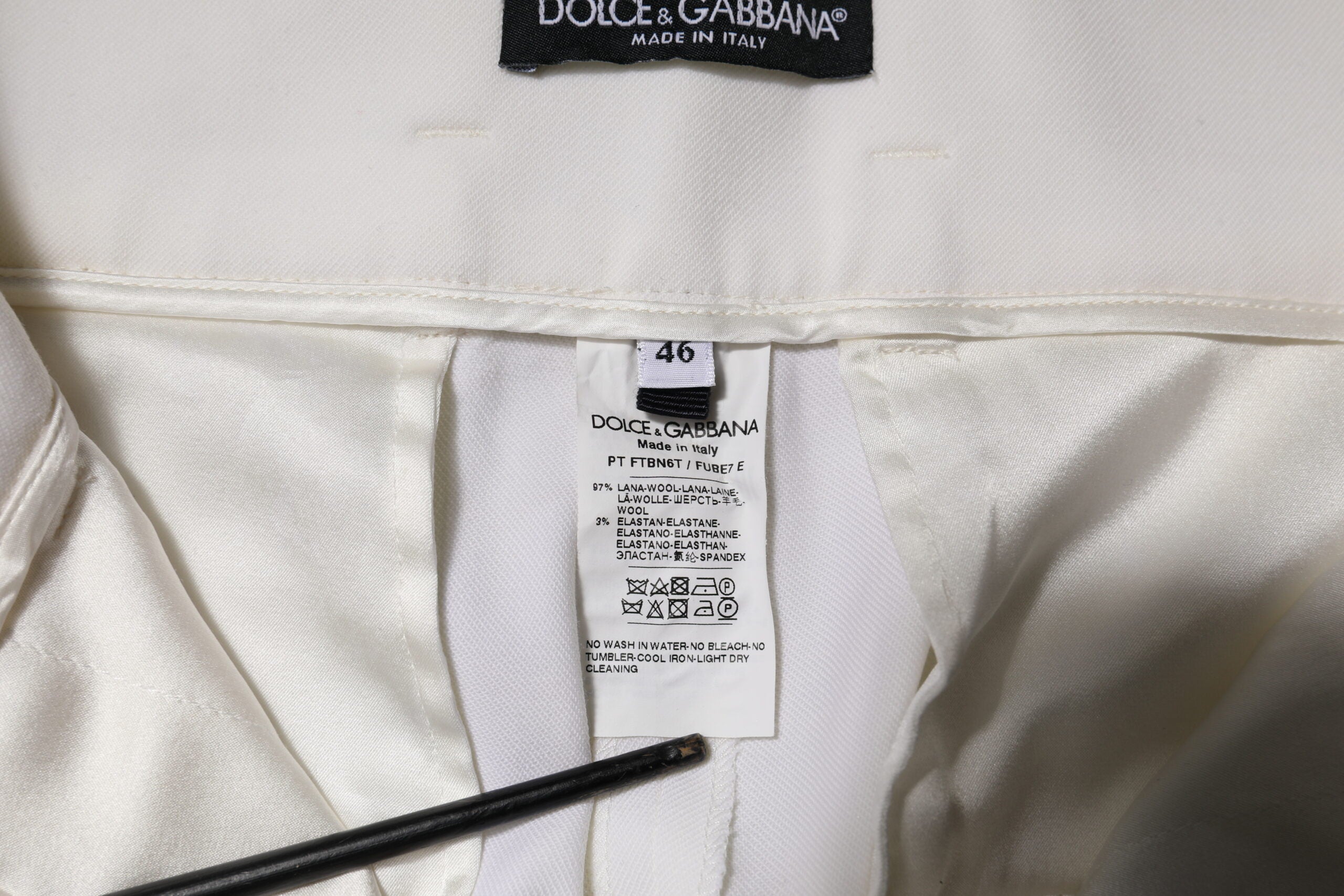 Dolce &amp; Gabbana Hvide Uld Højtaljede Koniske Bukser