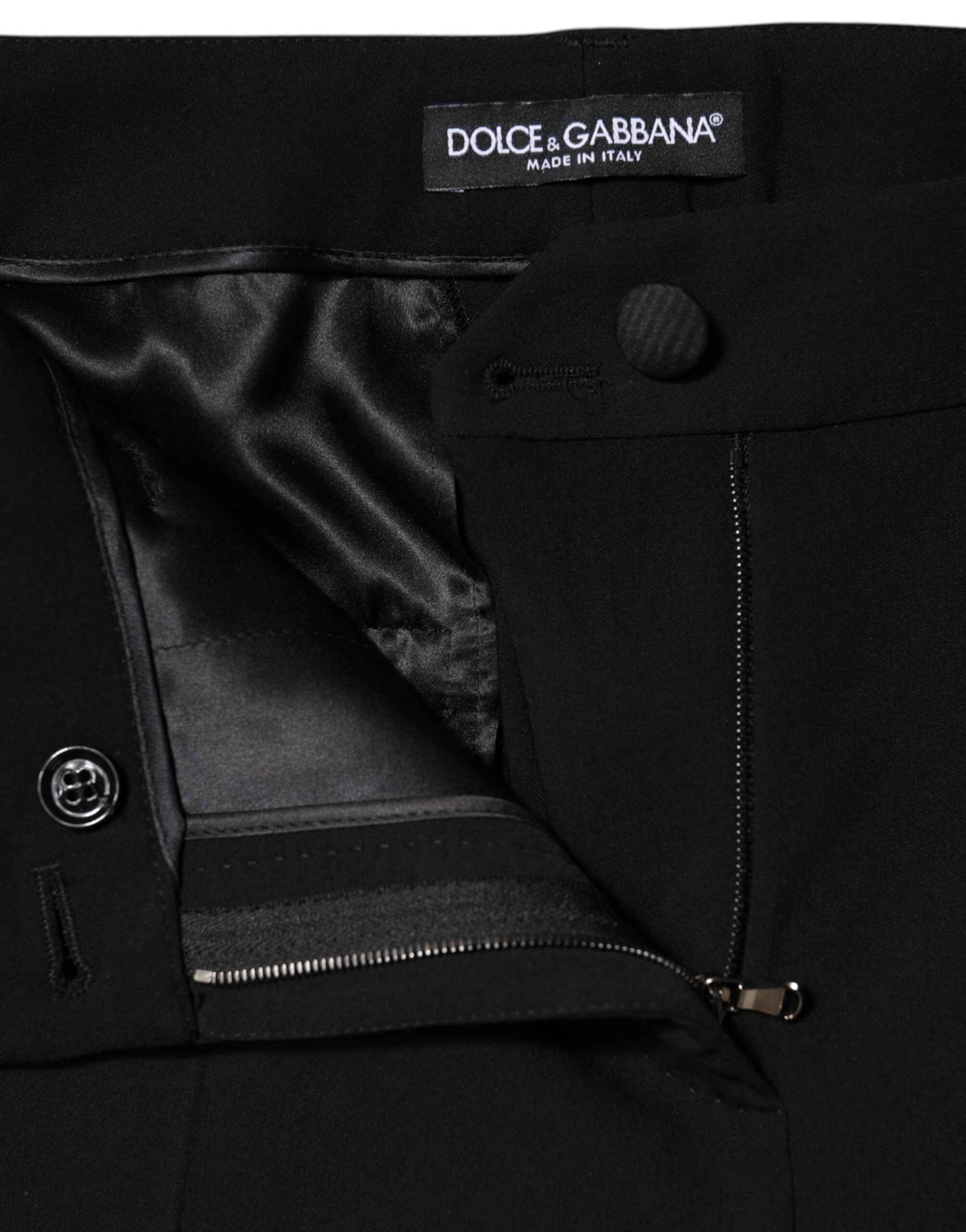 Dolce &amp; Gabbana sorte uldbukser med høj talje og tilspidsede detaljer