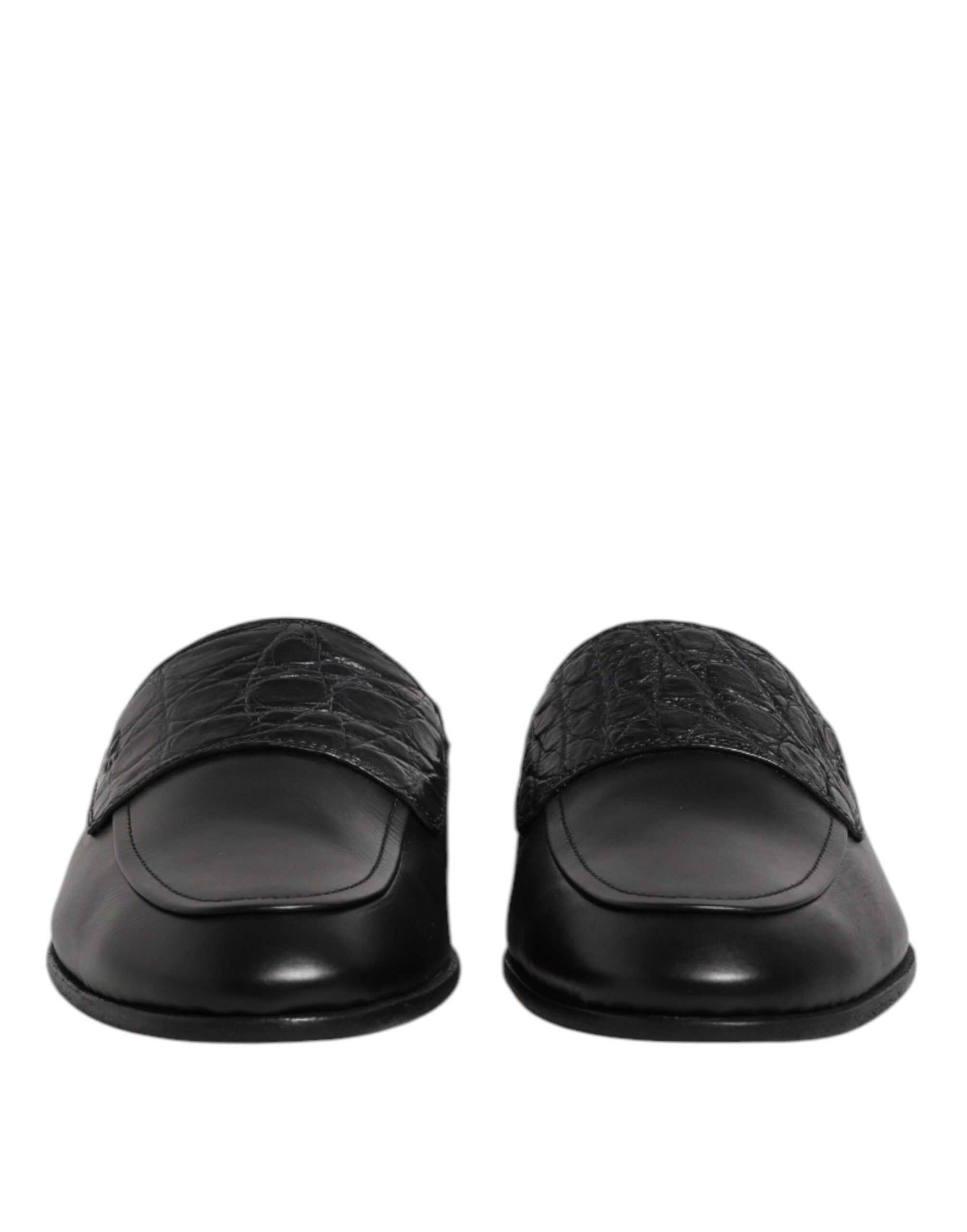 Dolce &amp; Gabbana Sorte Slip-On Loafers i Kalveskind og Læder