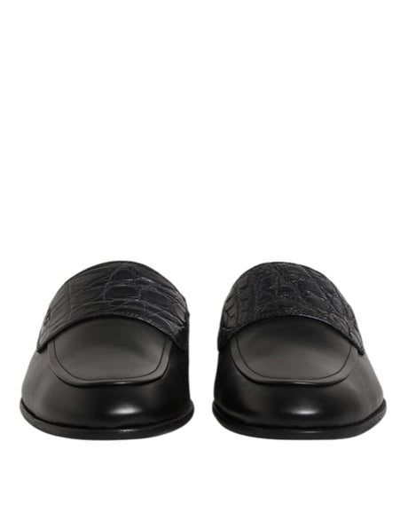 Dolce &amp; Gabbana Sorte Slip-On Loafers i Kalveskind og Læder