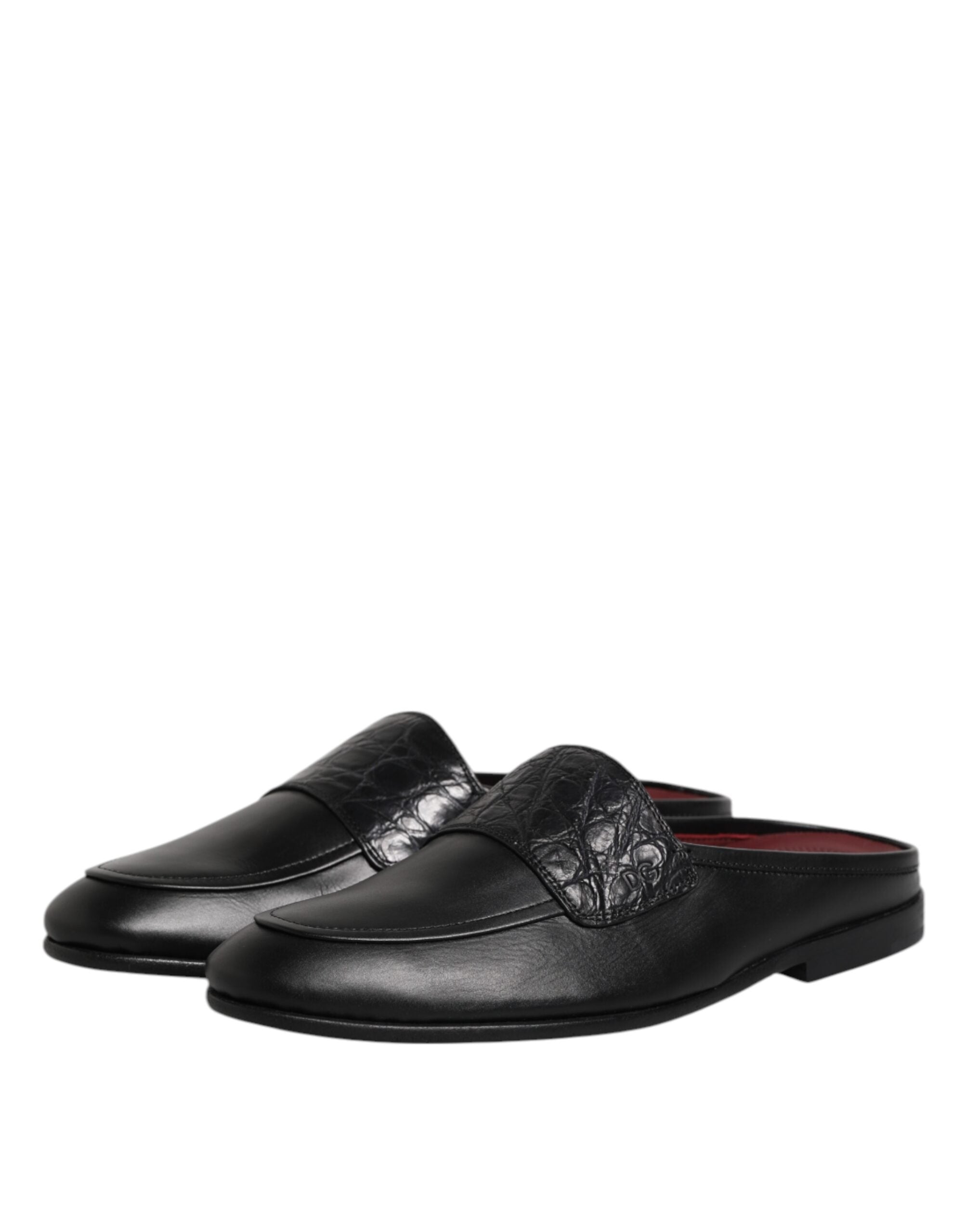 Dolce &amp; Gabbana Sorte Slip-On Loafers i Kalveskind og Læder