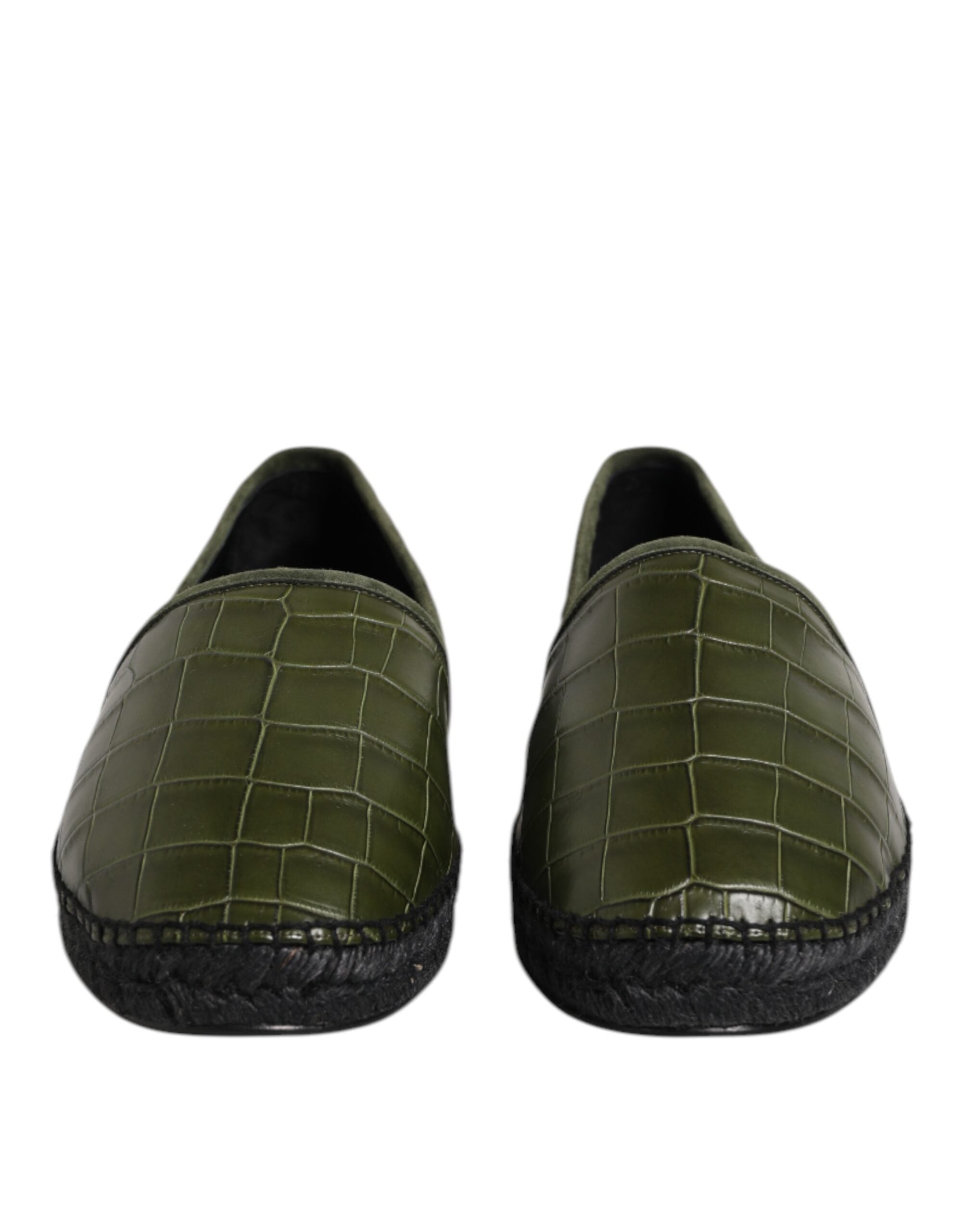 Dolce &amp; Gabbana Grønne Eksotiske Læder Espadriller Slip On Sko