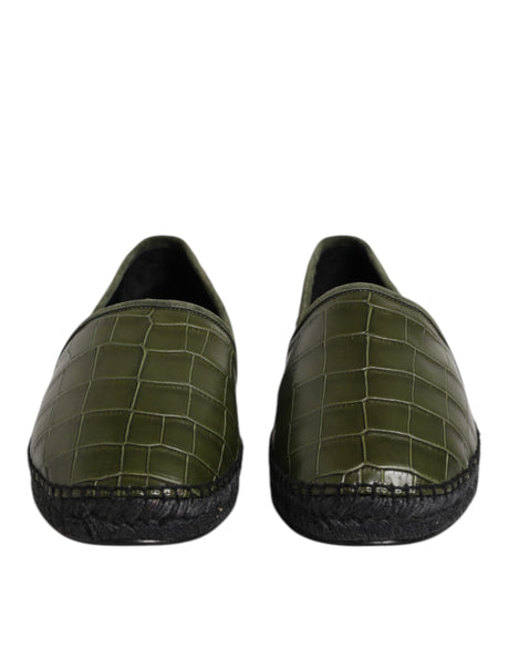 Dolce &amp; Gabbana Grønne Eksotiske Læder Espadriller Slip On Sko