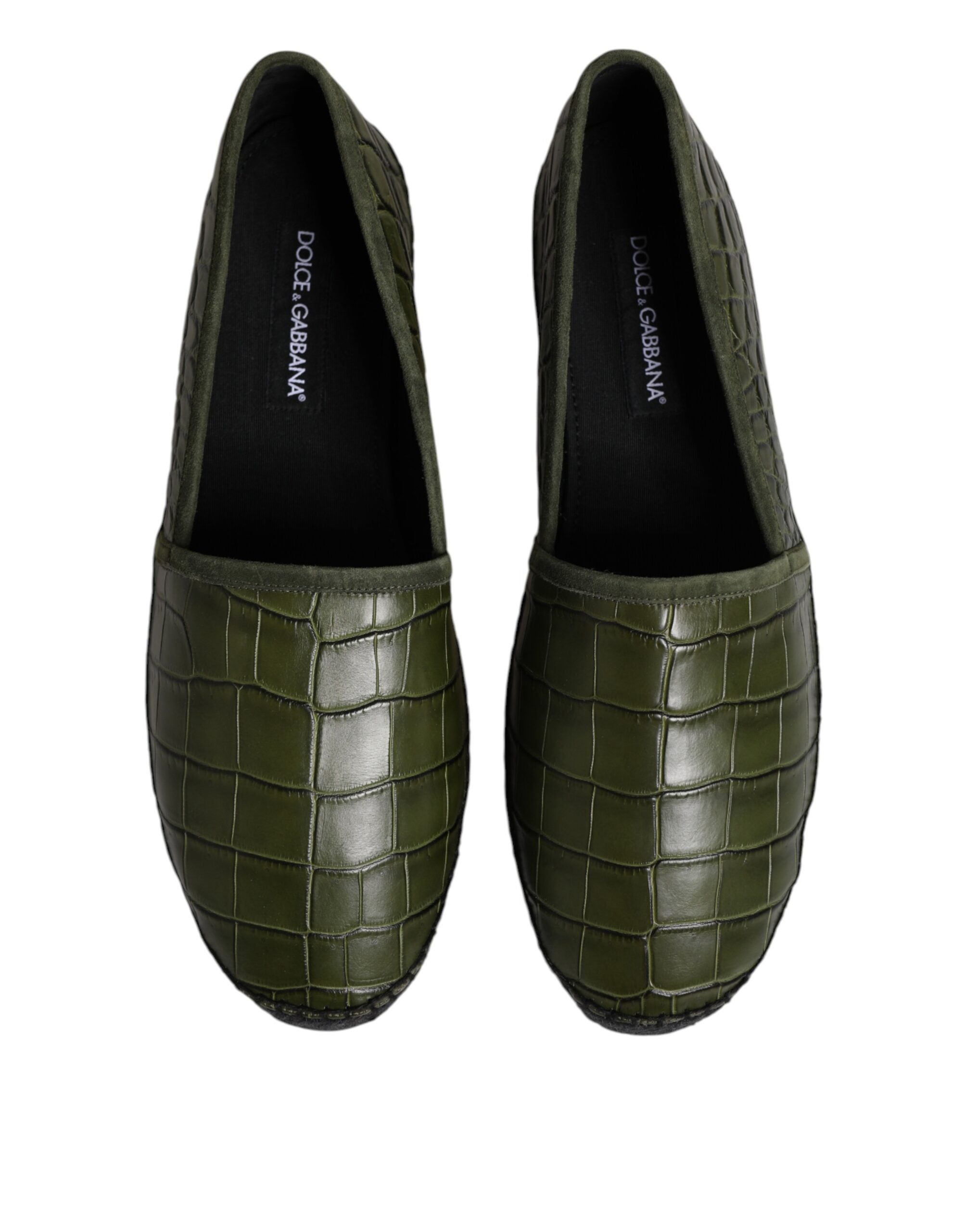 Dolce &amp; Gabbana Grønne Eksotiske Læder Espadriller Slip On Sko