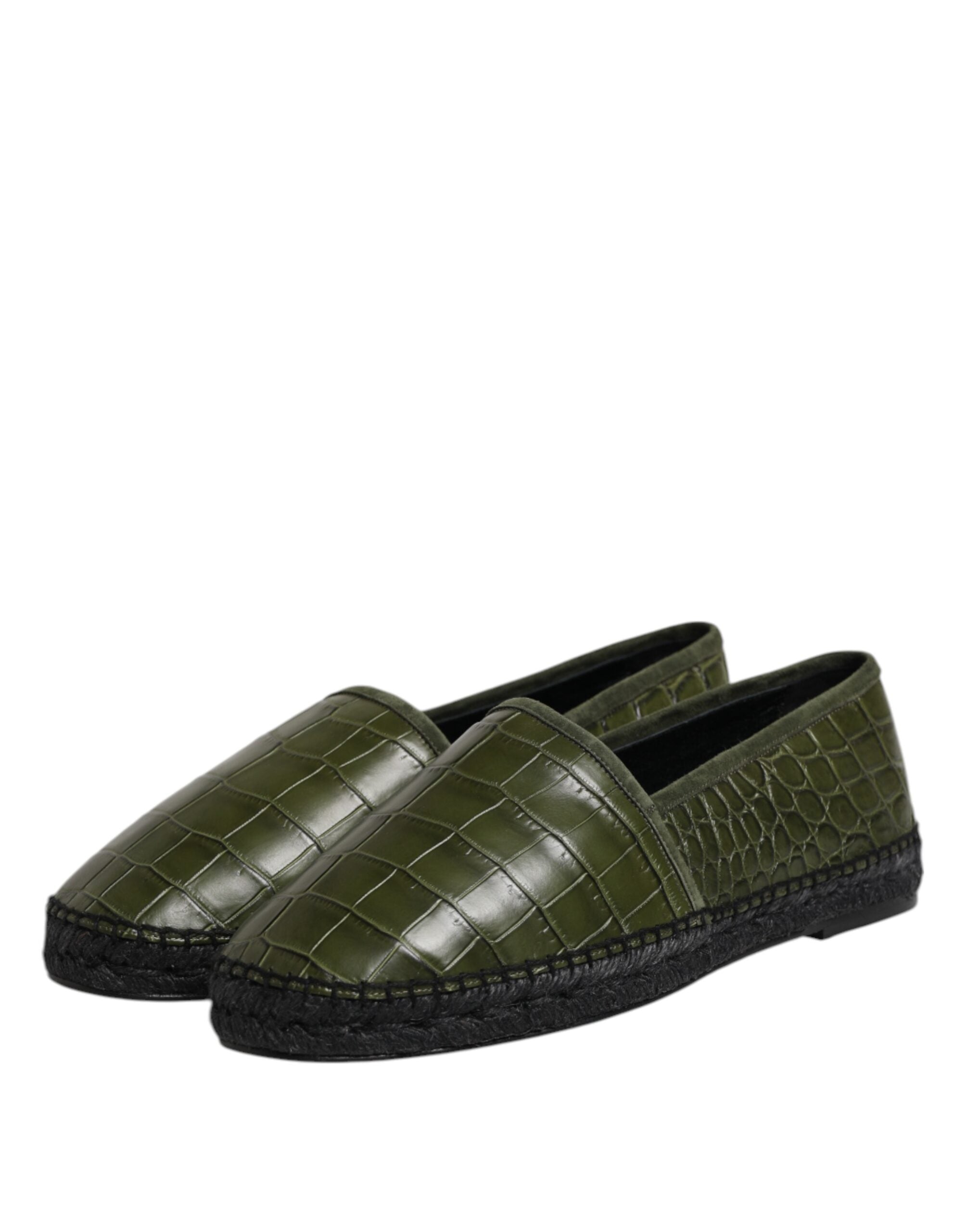 Dolce &amp; Gabbana Grønne Eksotiske Læder Espadriller Slip On Sko