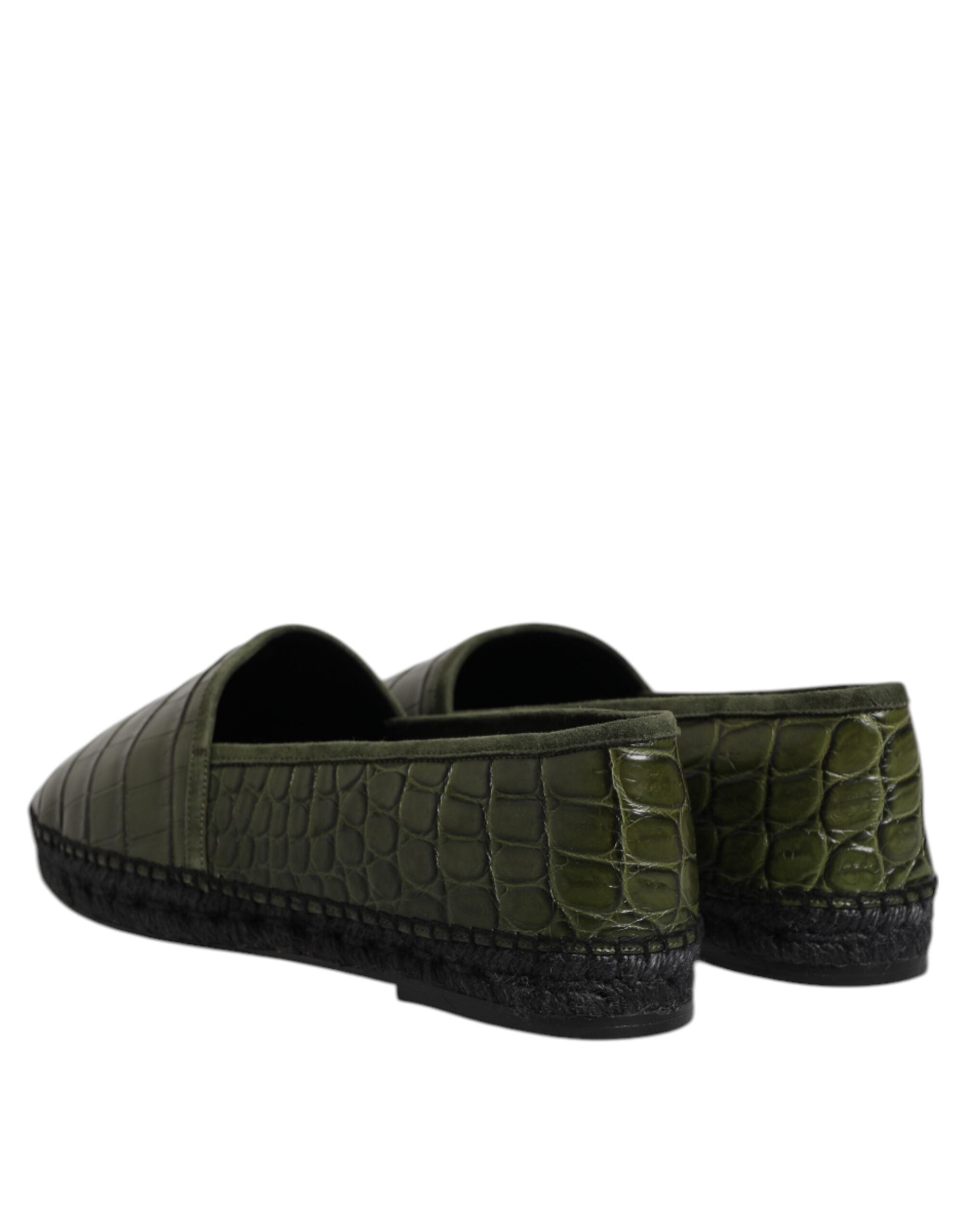 Dolce &amp; Gabbana Grønne Eksotiske Læder Espadriller Slip On Sko