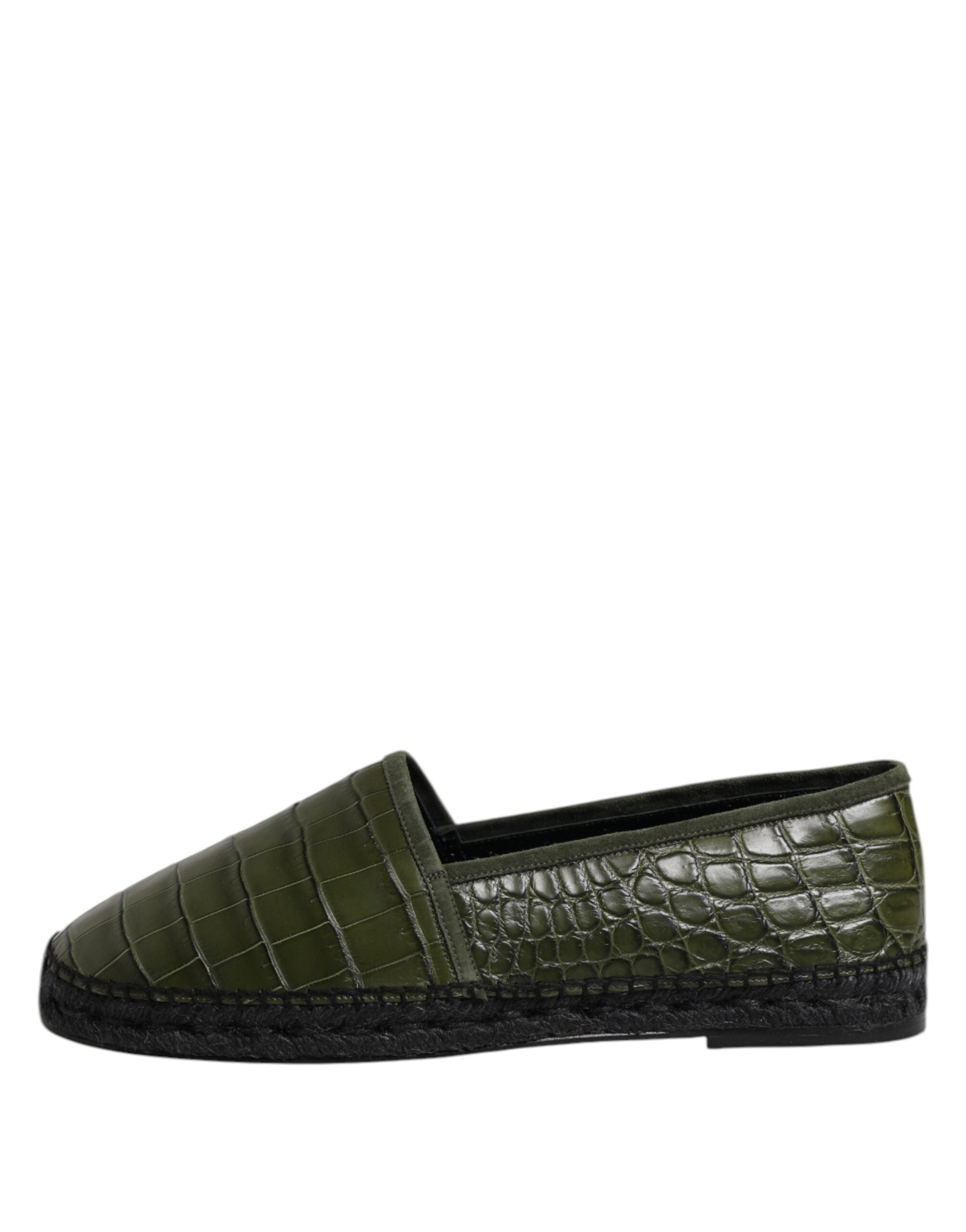 Dolce &amp; Gabbana Grønne Eksotiske Læder Espadriller Slip On Sko