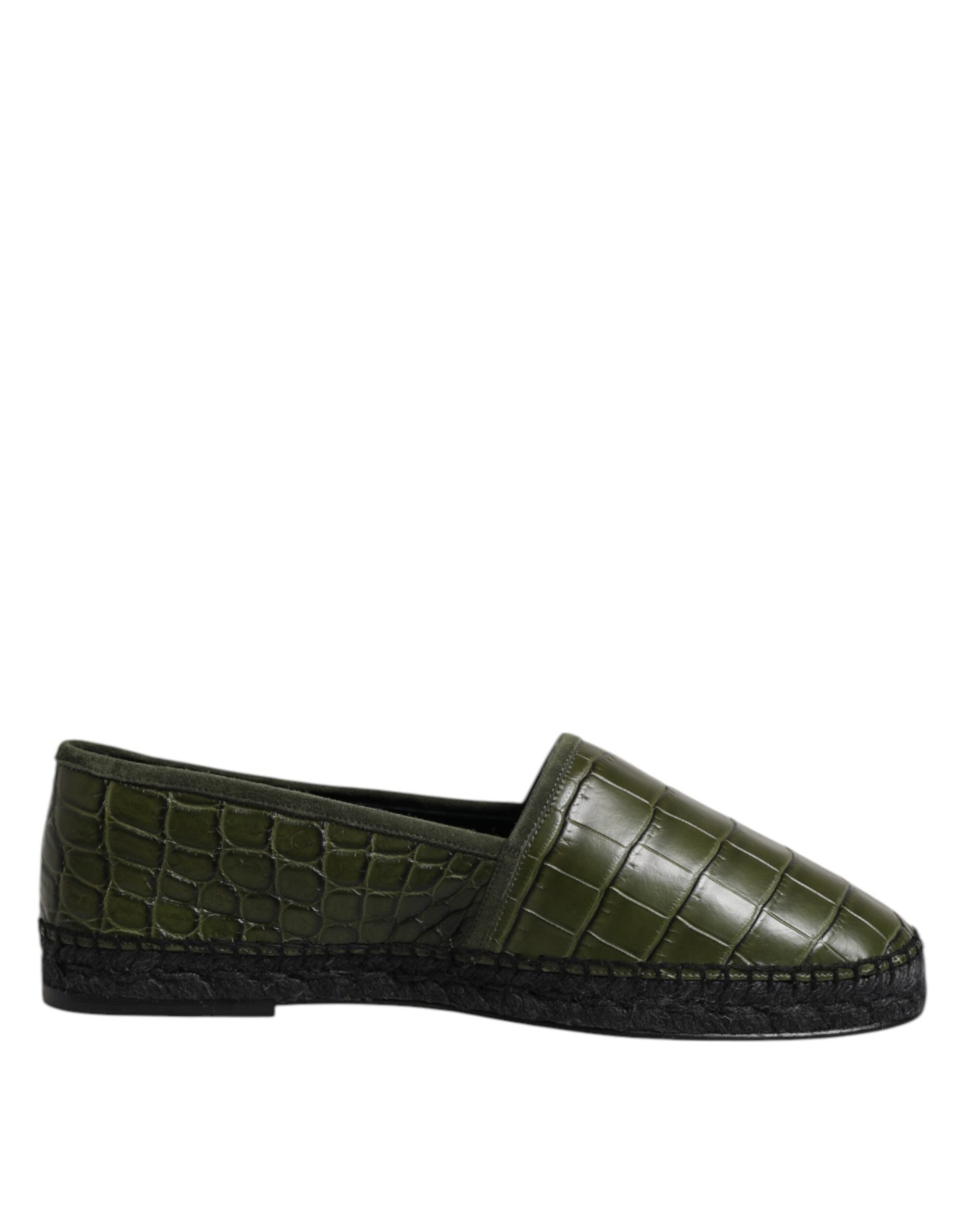 Dolce &amp; Gabbana Grønne Eksotiske Læder Espadriller Slip On Sko
