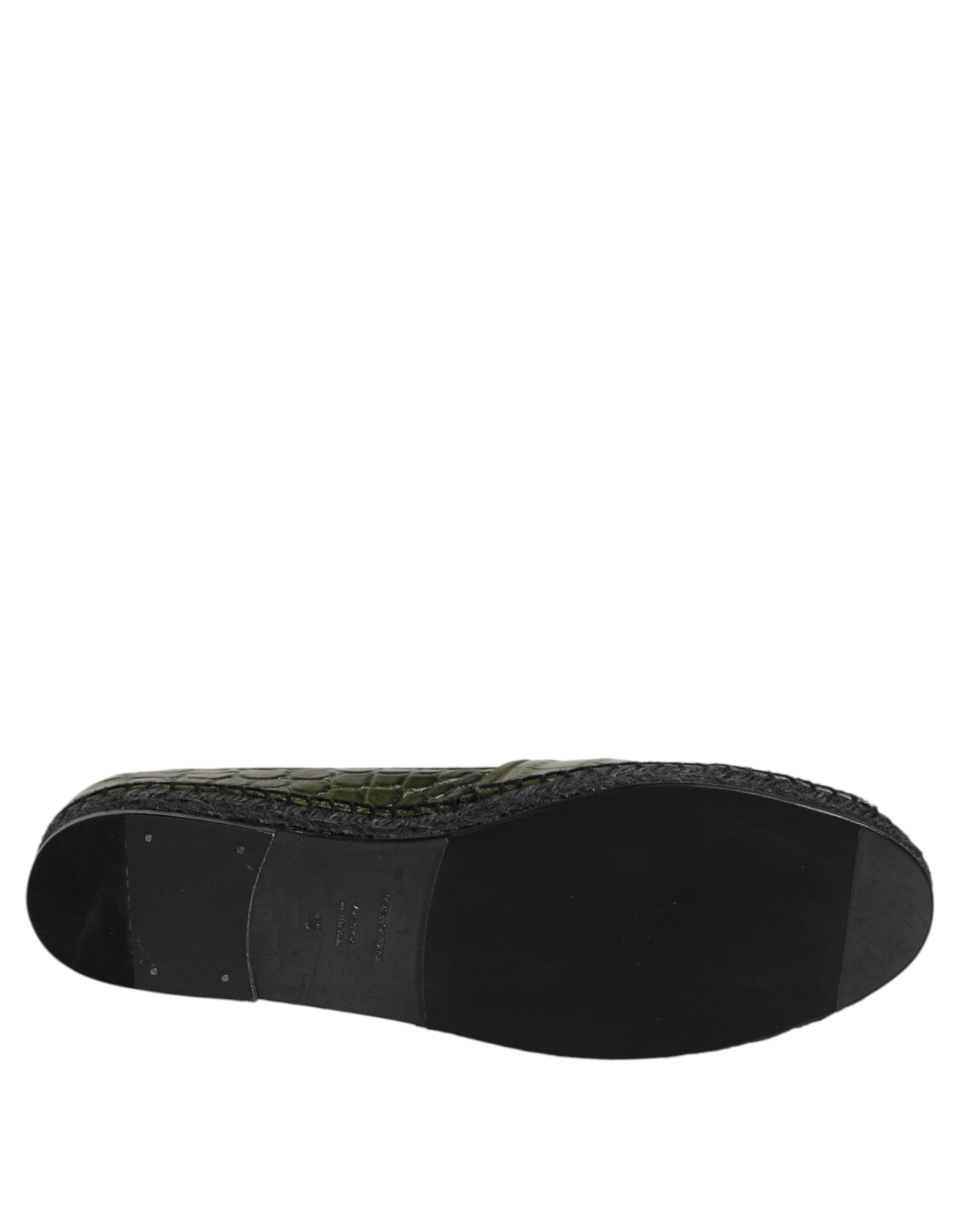 Dolce &amp; Gabbana Grønne Eksotiske Læder Espadriller Slip On Sko