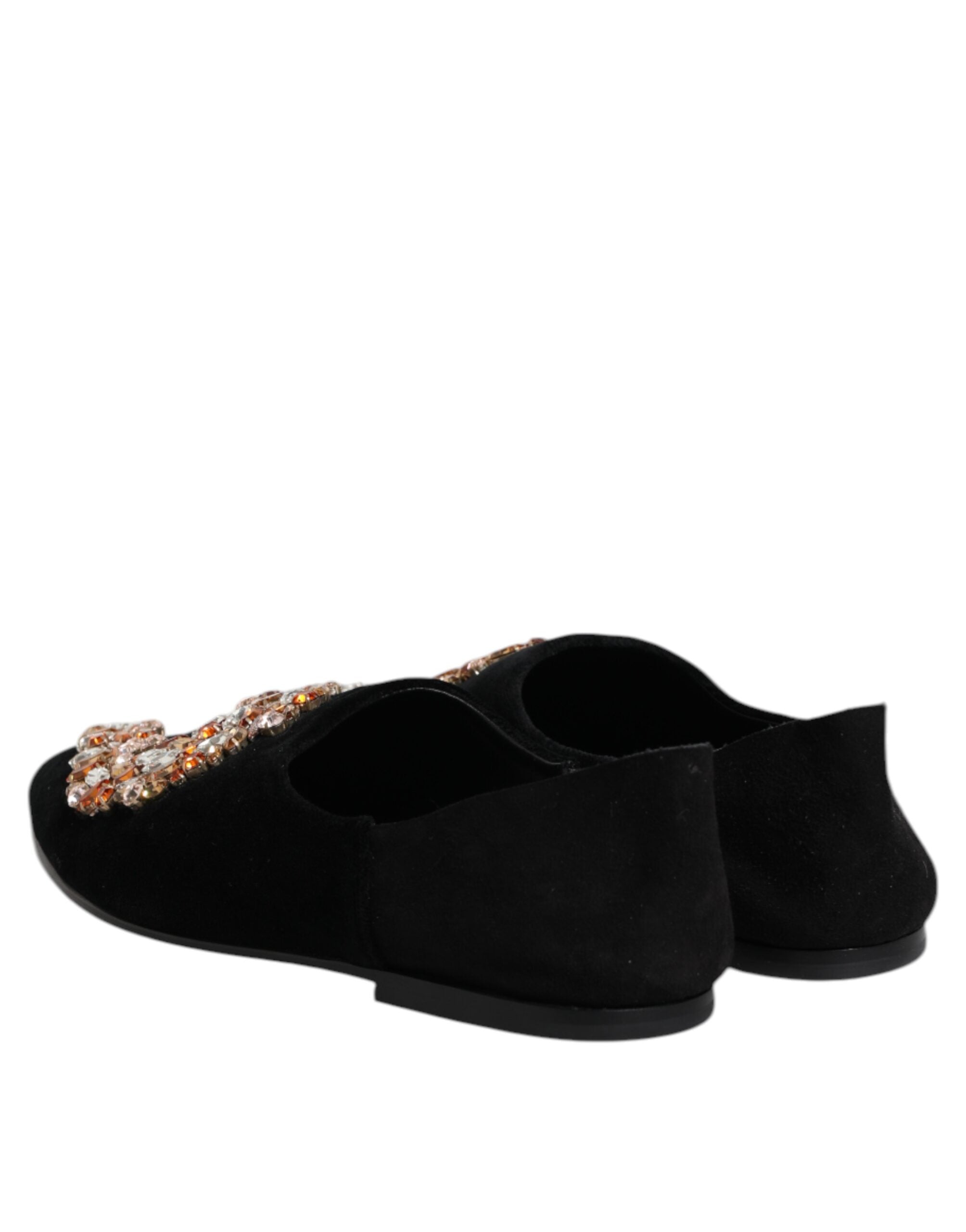 Dolce &amp; Gabbana Sorte Velourslippers Med Udsmykning