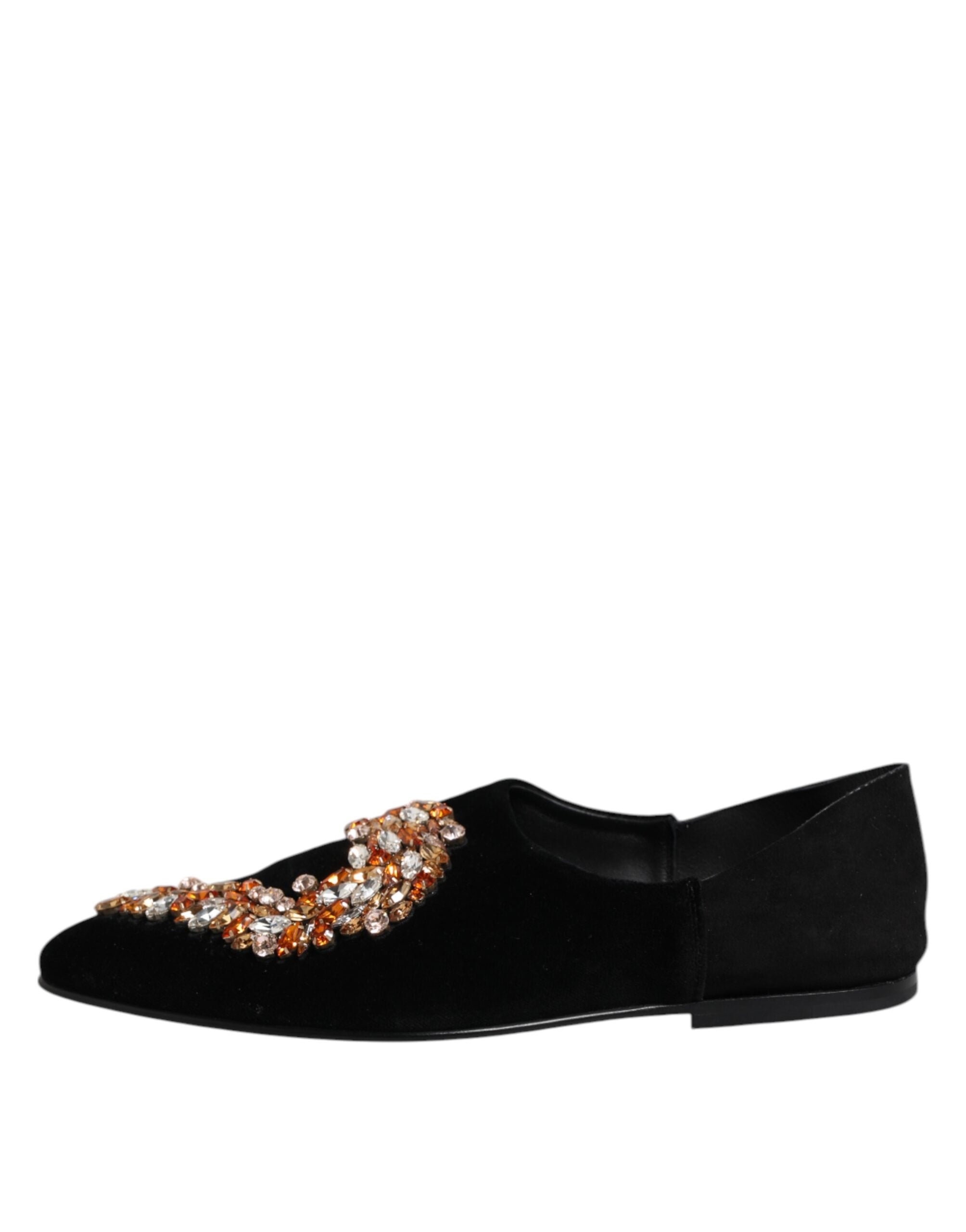 Dolce &amp; Gabbana Sorte Velourslippers Med Udsmykning