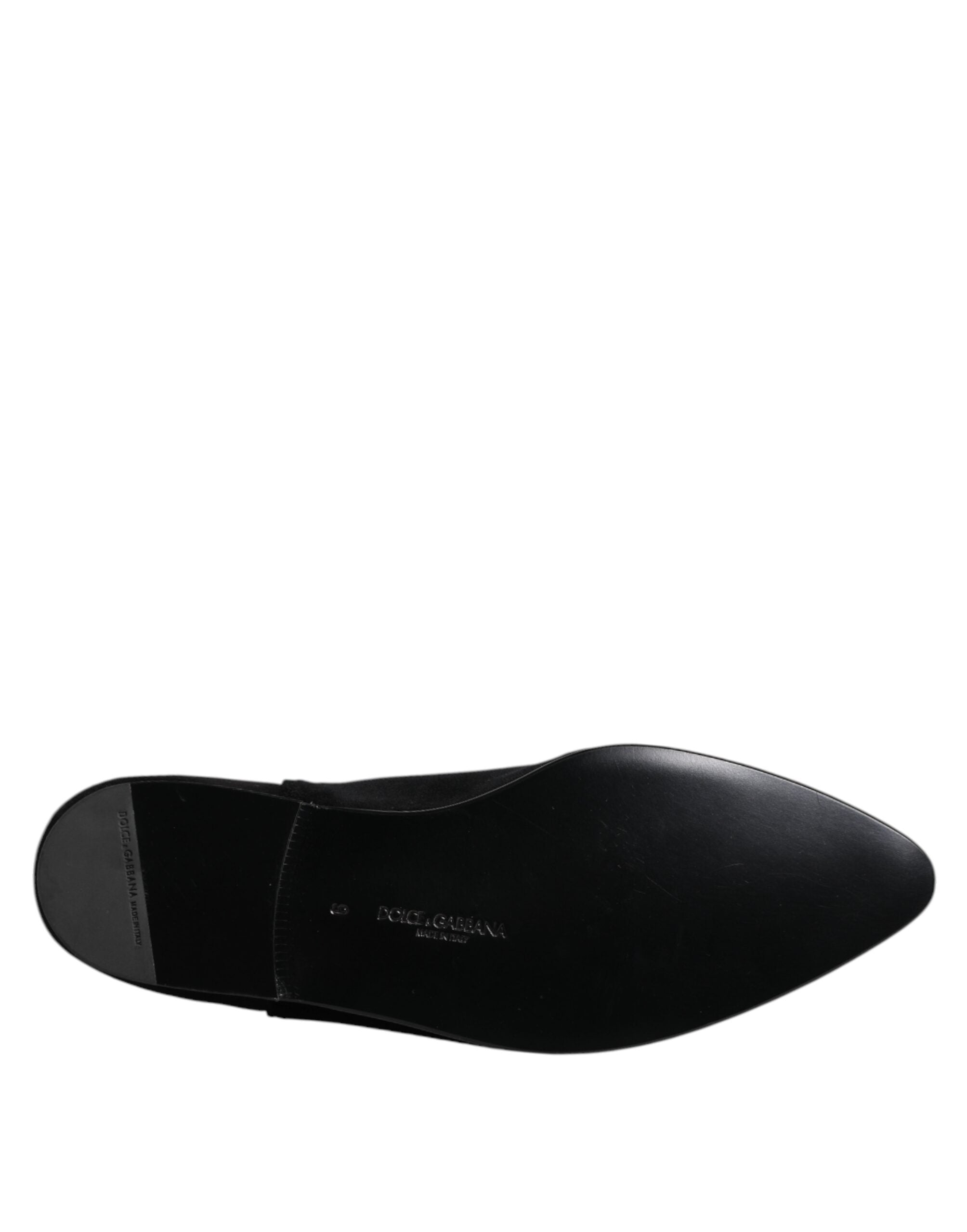 Dolce &amp; Gabbana Sorte Velourslippers Med Udsmykning