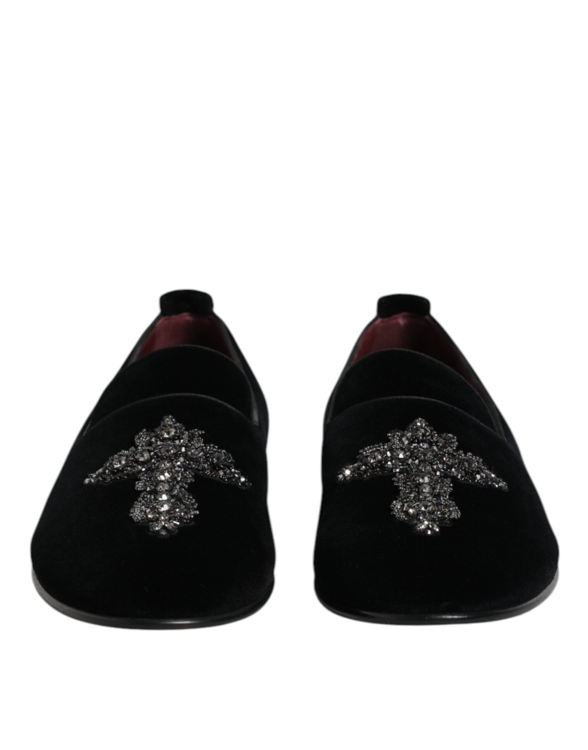 Dolce &amp; Gabbana Sorte Velourslippers Med Udsmykning