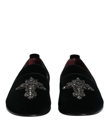 Dolce &amp; Gabbana Sorte Velourslippers Med Udsmykning