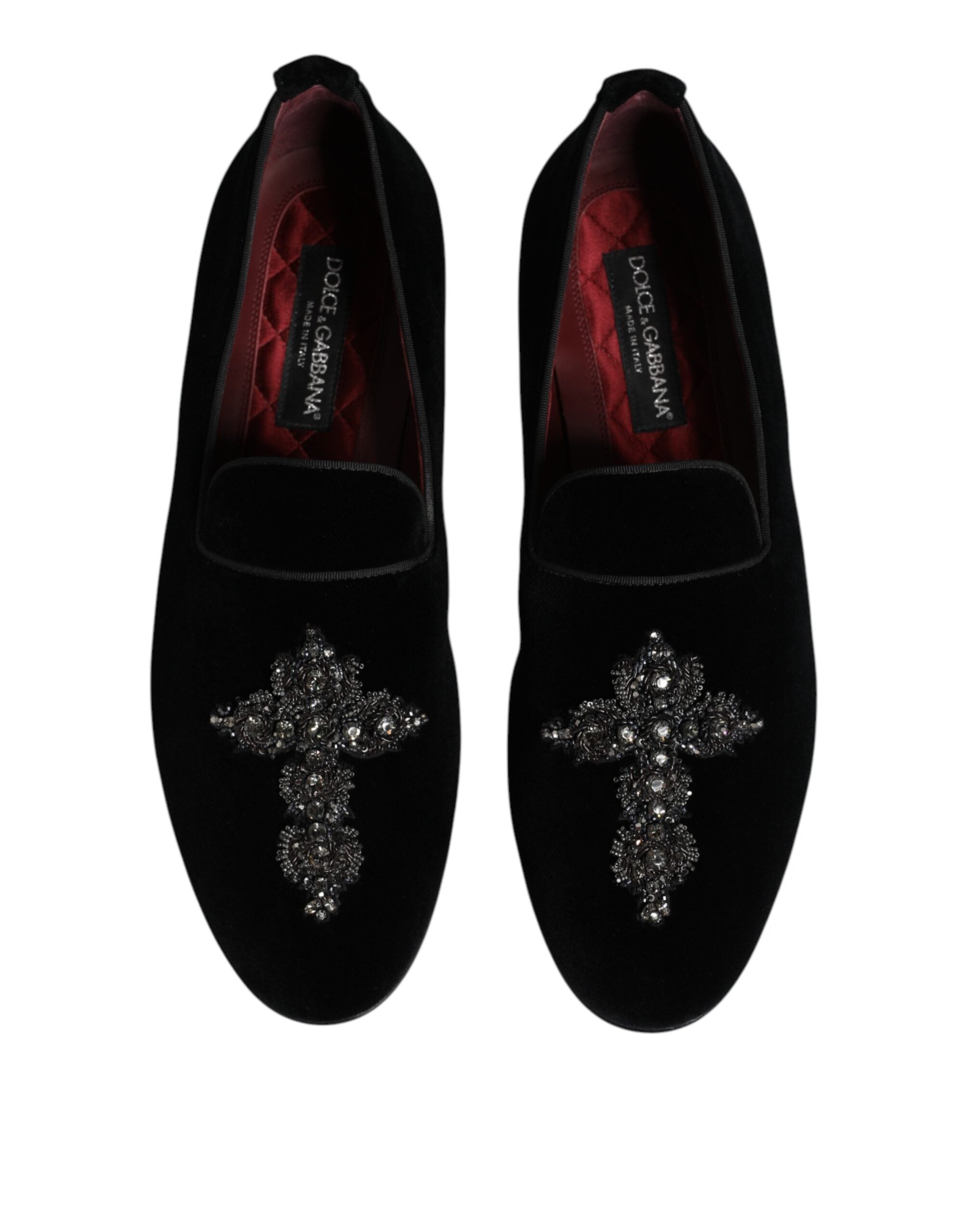 Dolce &amp; Gabbana Sorte Velourslippers Med Udsmykning